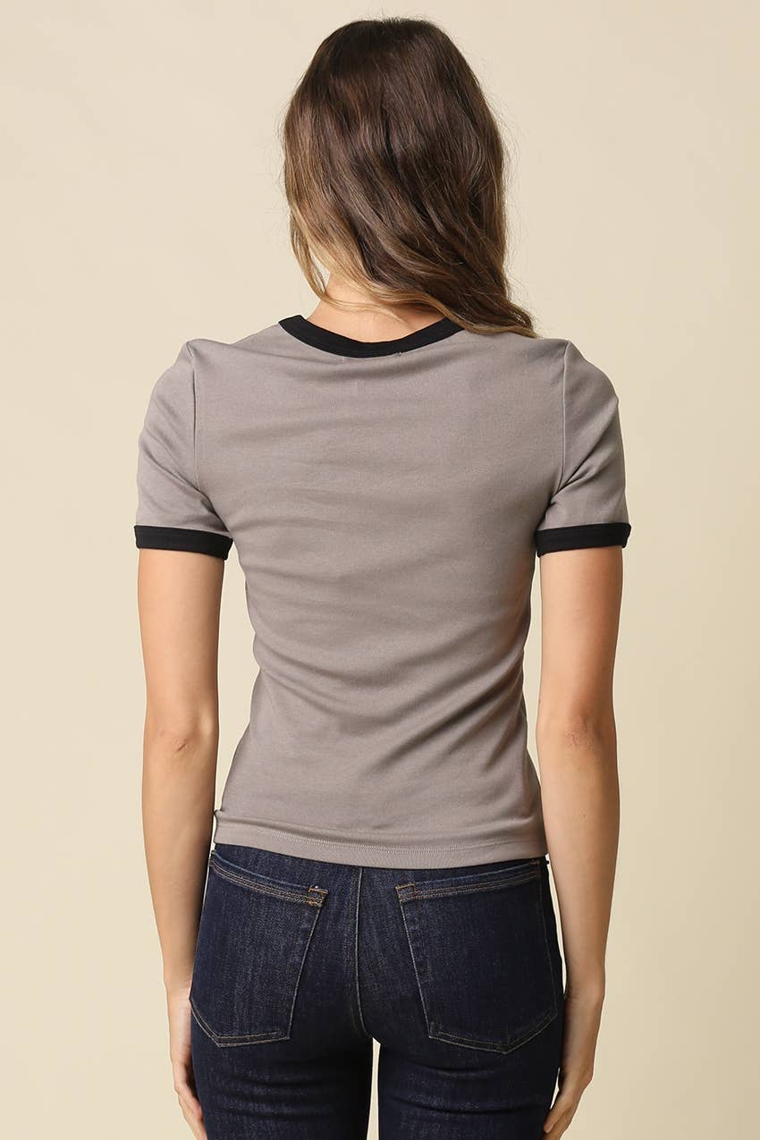 Ivy Contrast Trim Crewneck Tee