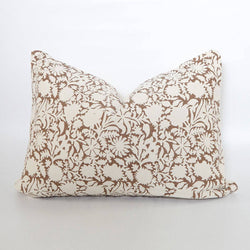 Signature Floral Cotton Pillow Cover in Brown