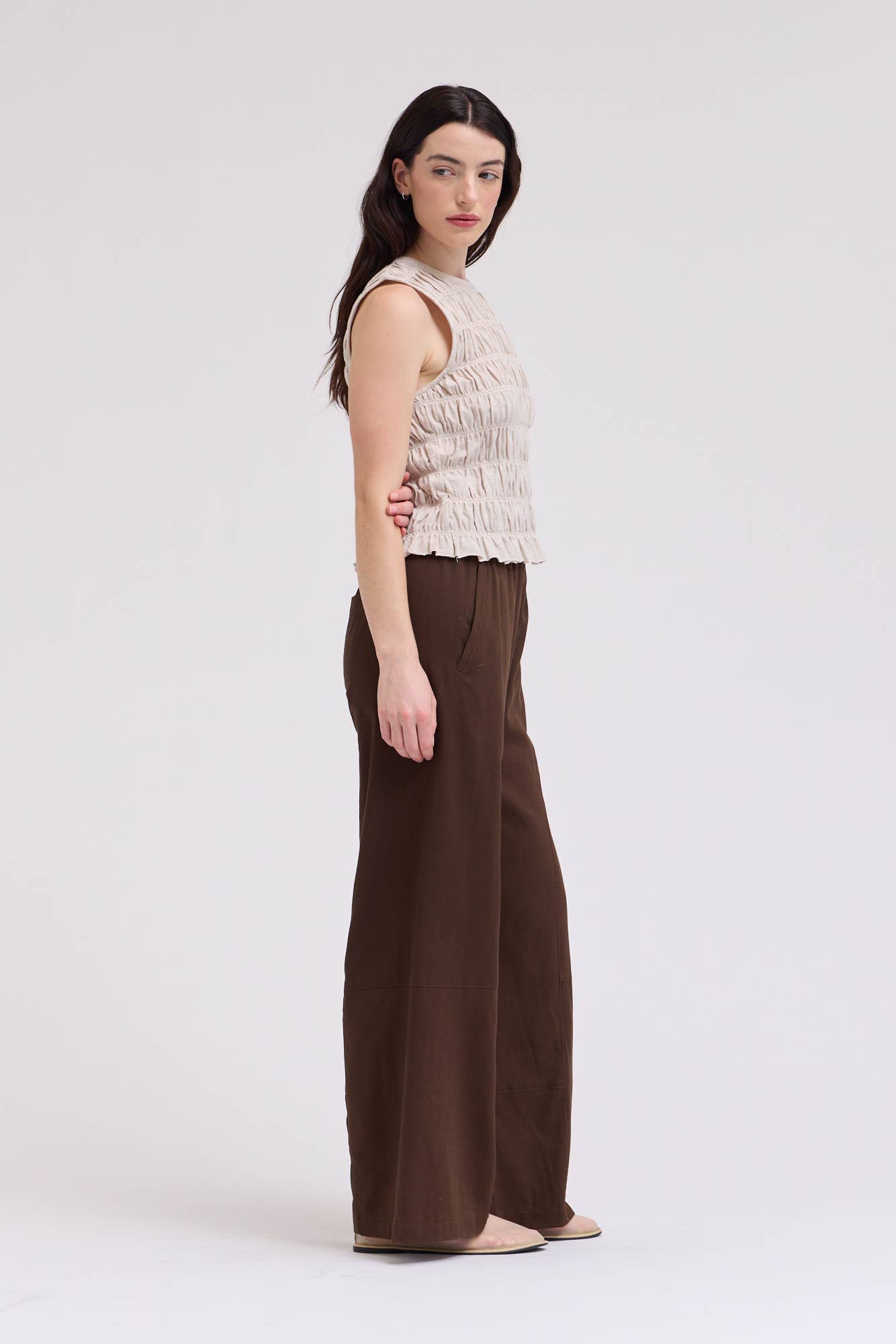 Smocked Ruffle Sleeve Tee
