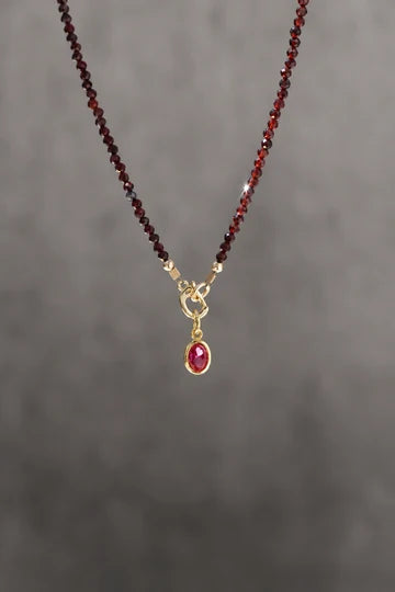 Garnet Charm Keeper Necklace
