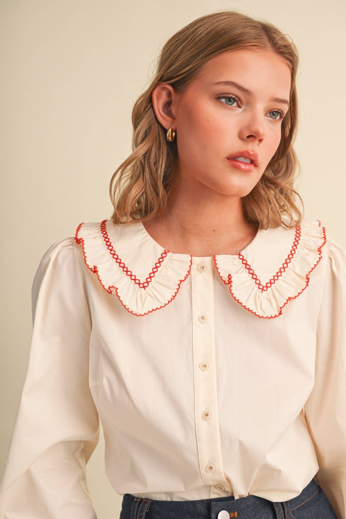 Doll Collar Button Up Top