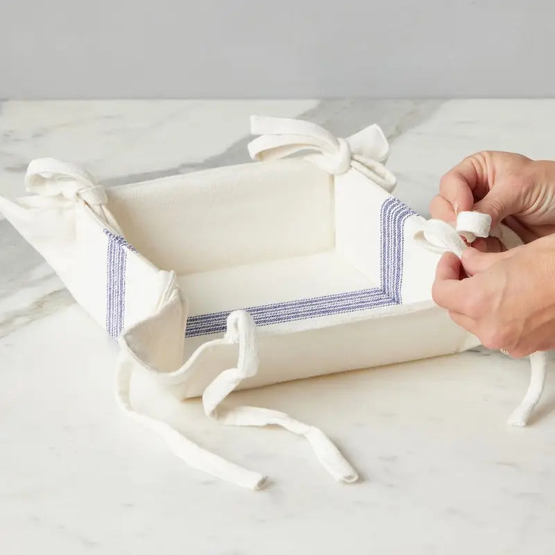 Vintage Navy Blue Stripe Napkin Tray