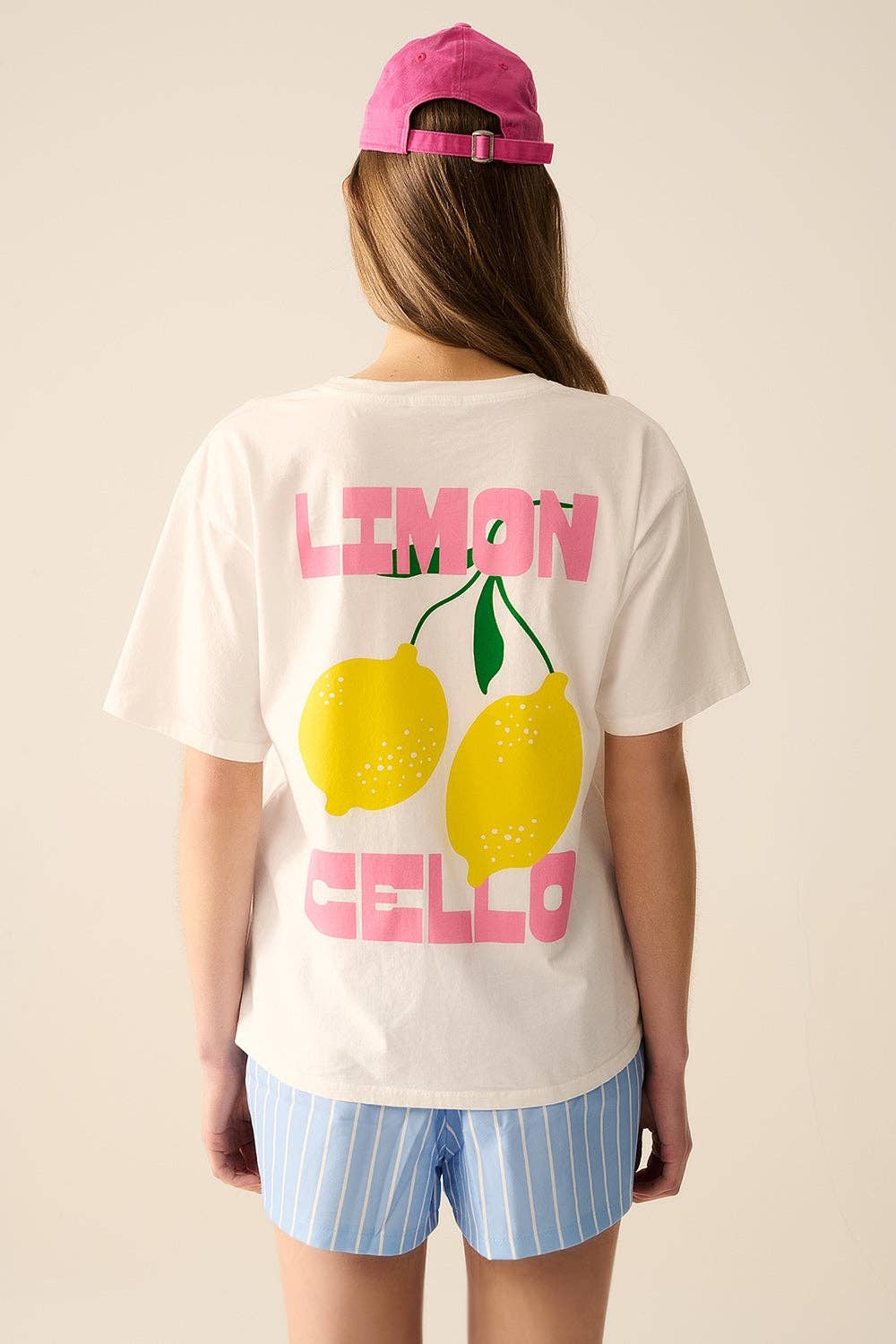 Lemon Print Relaxed White T-Shirt