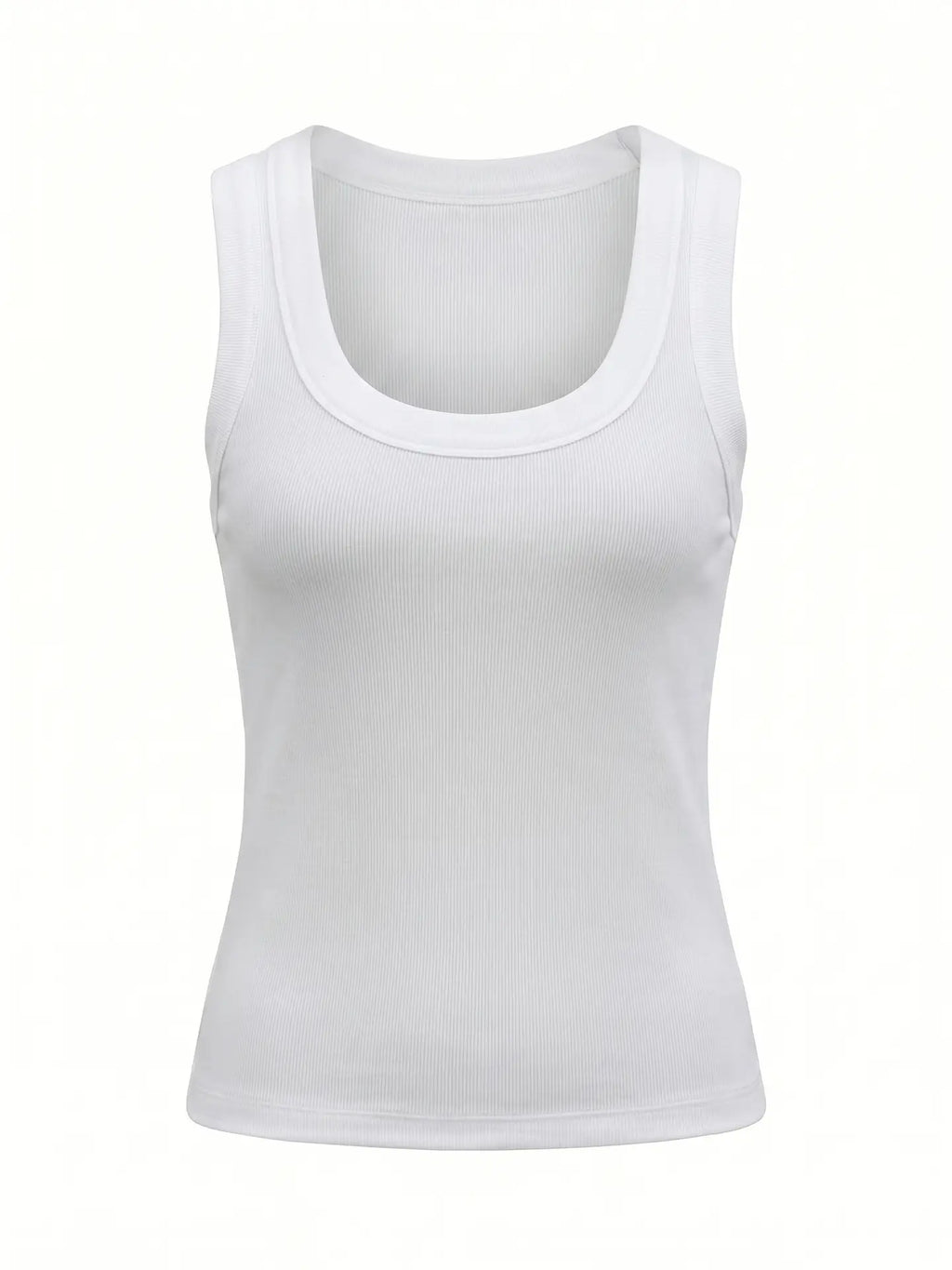 Ribbed Scoop-Neck Tank Top in White