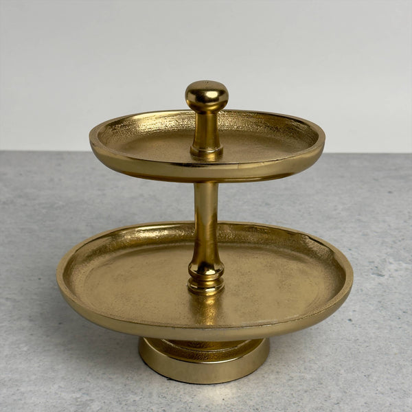 Textured Gold 2-Tier Stand/Jewelry Holder