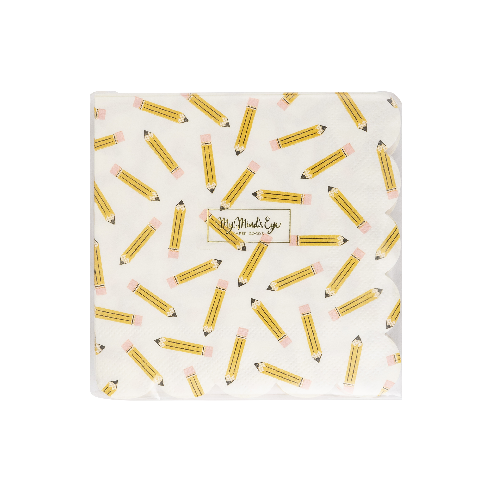 Pencil Pattern Scallop Cocktail Napkin