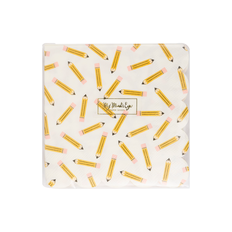 Pencil Pattern Scallop Cocktail Napkin