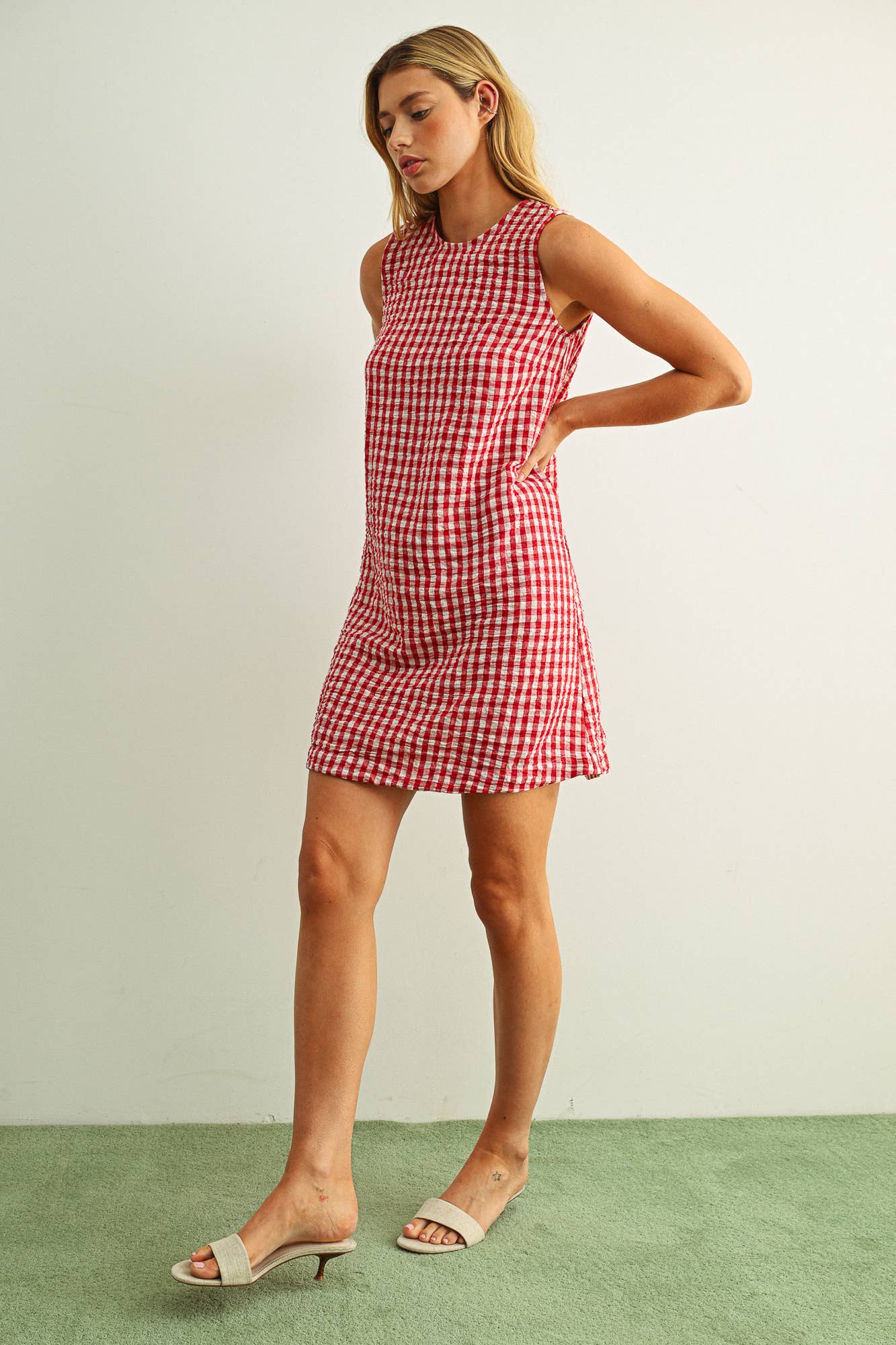 Gingham Open Back Dress
