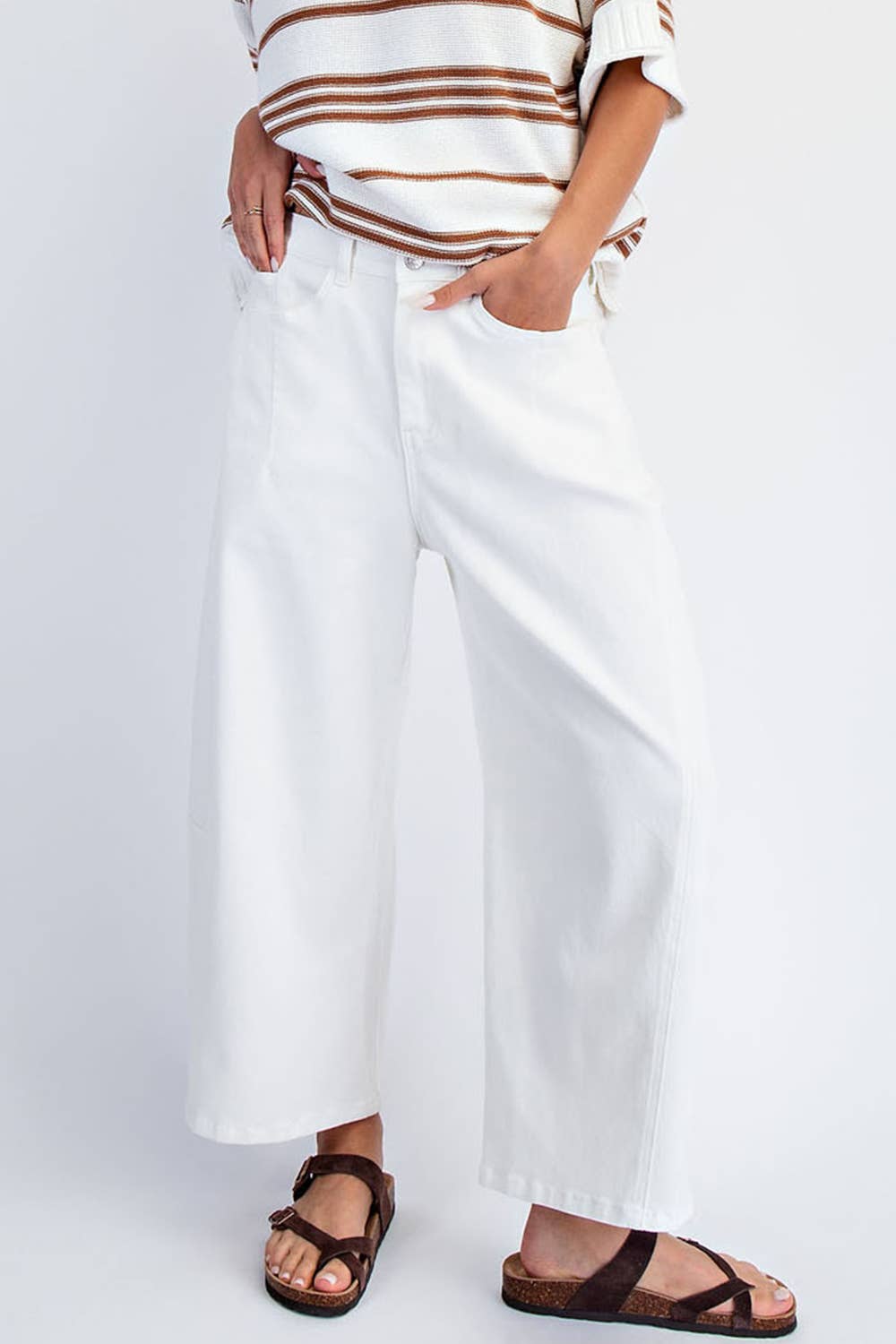 Mid Rise Barrel Cotton Twill Jeans