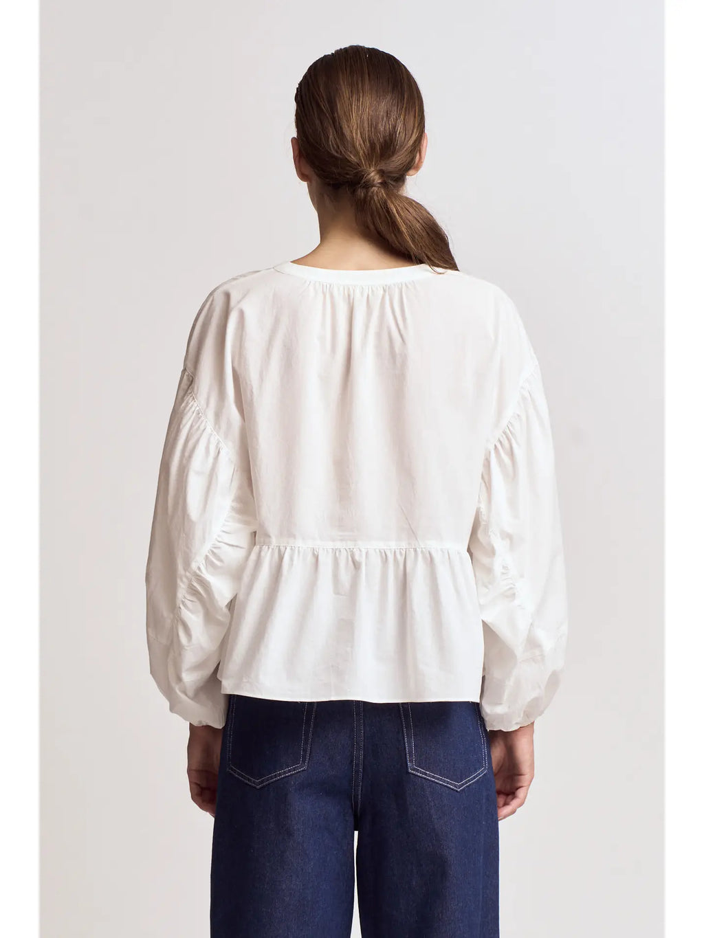 Panel Balloon Sleeve Blouse