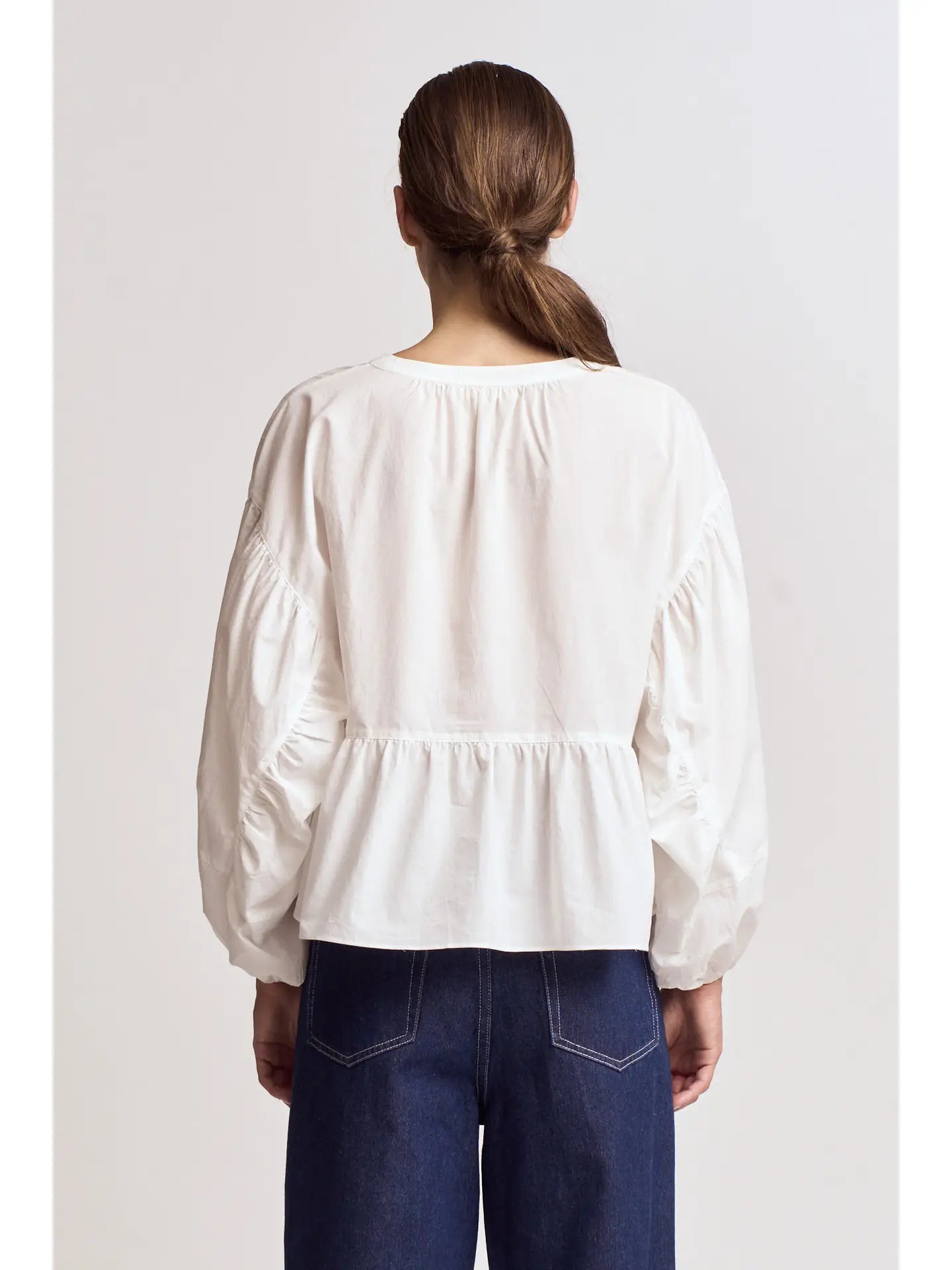 Panel Balloon Sleeve Blouse
