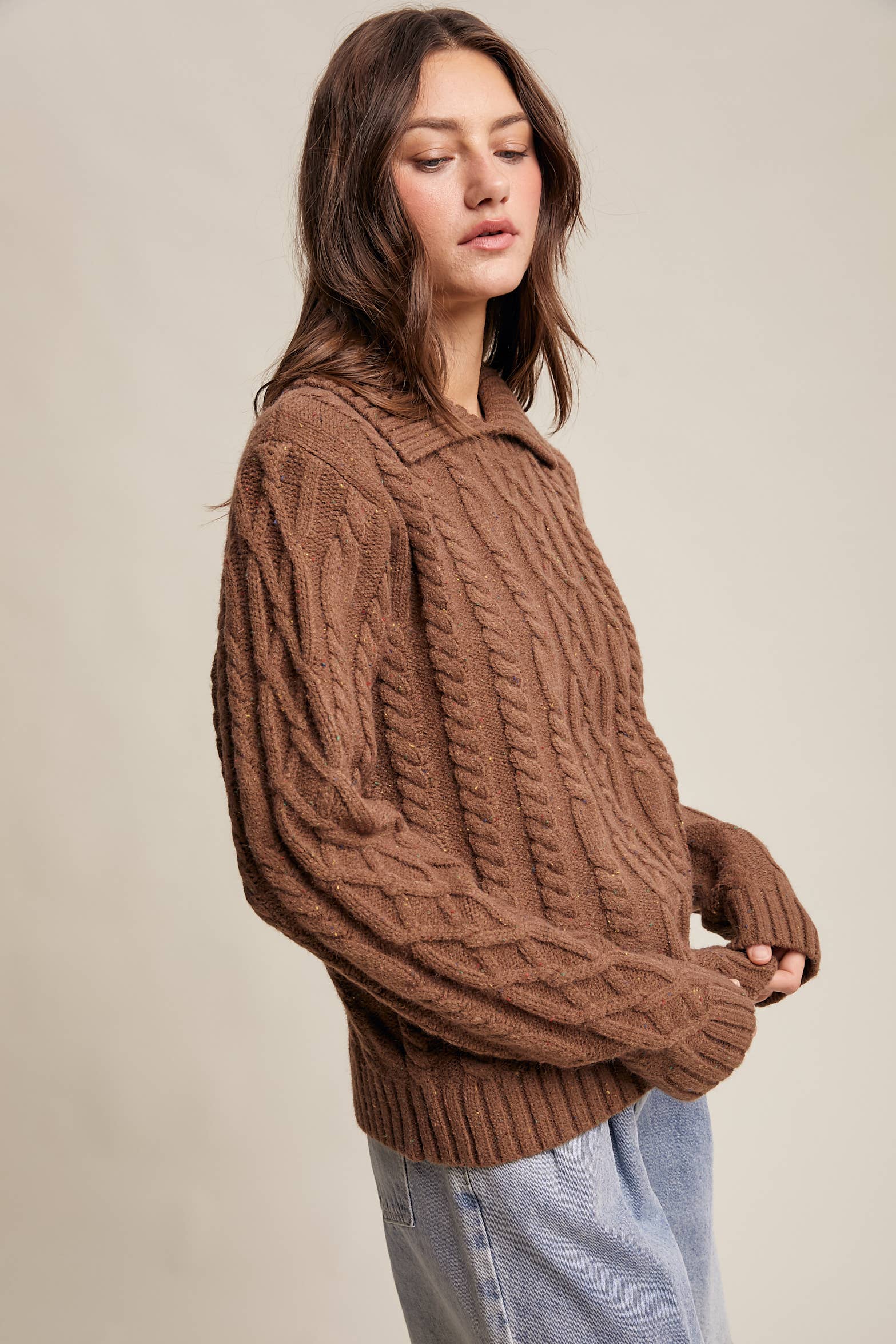 Collared Cable Knit Sweater