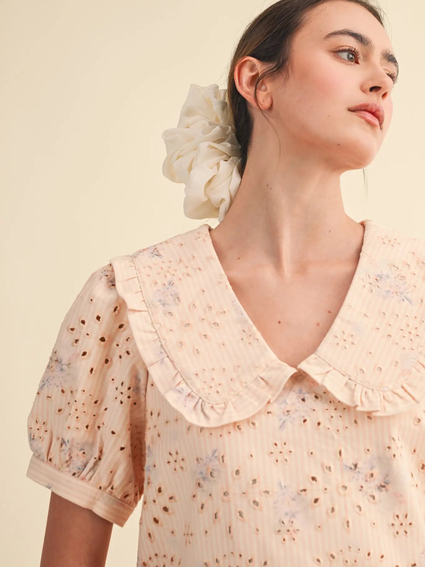 Floral Eyelet Striped Mini Dress