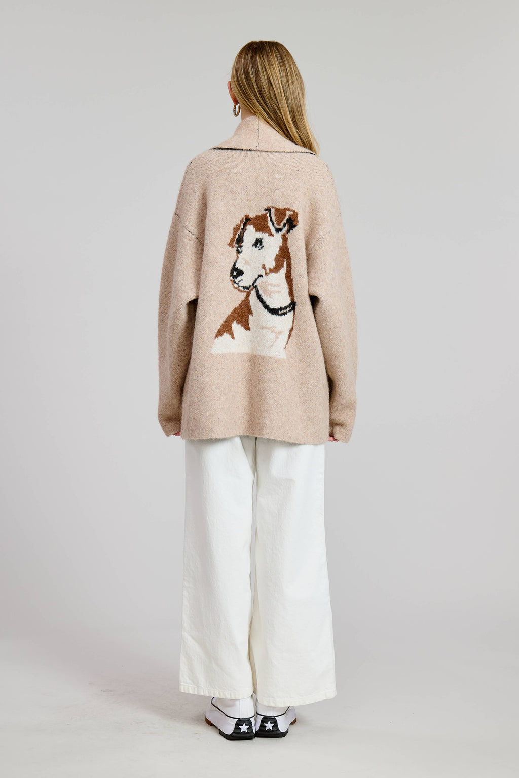 Puppy Jacquard Sweater Cardigan