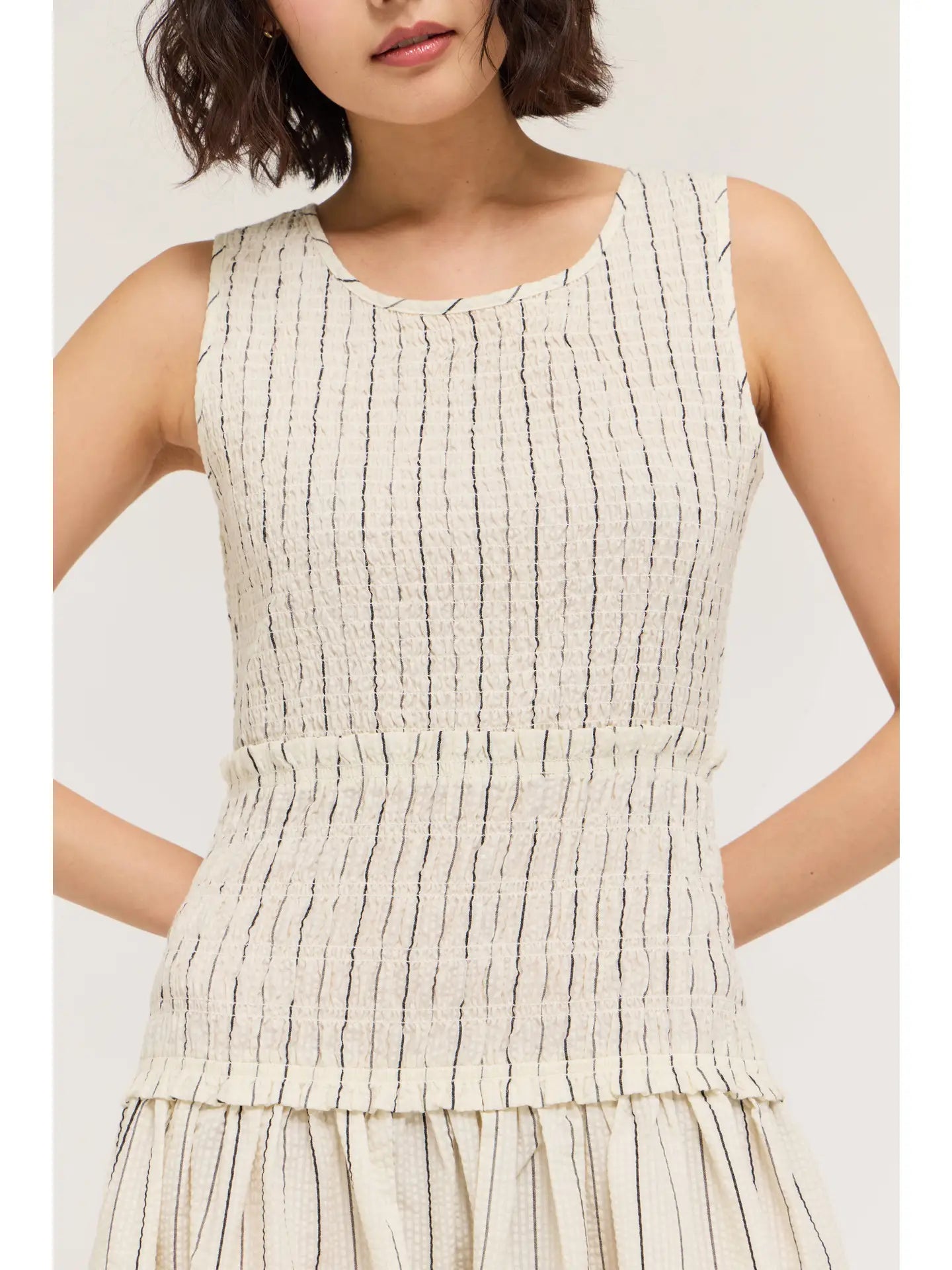 Smocked Bodice Stripe Dress