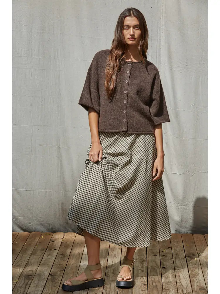 Gingham Flare Midi Skirt