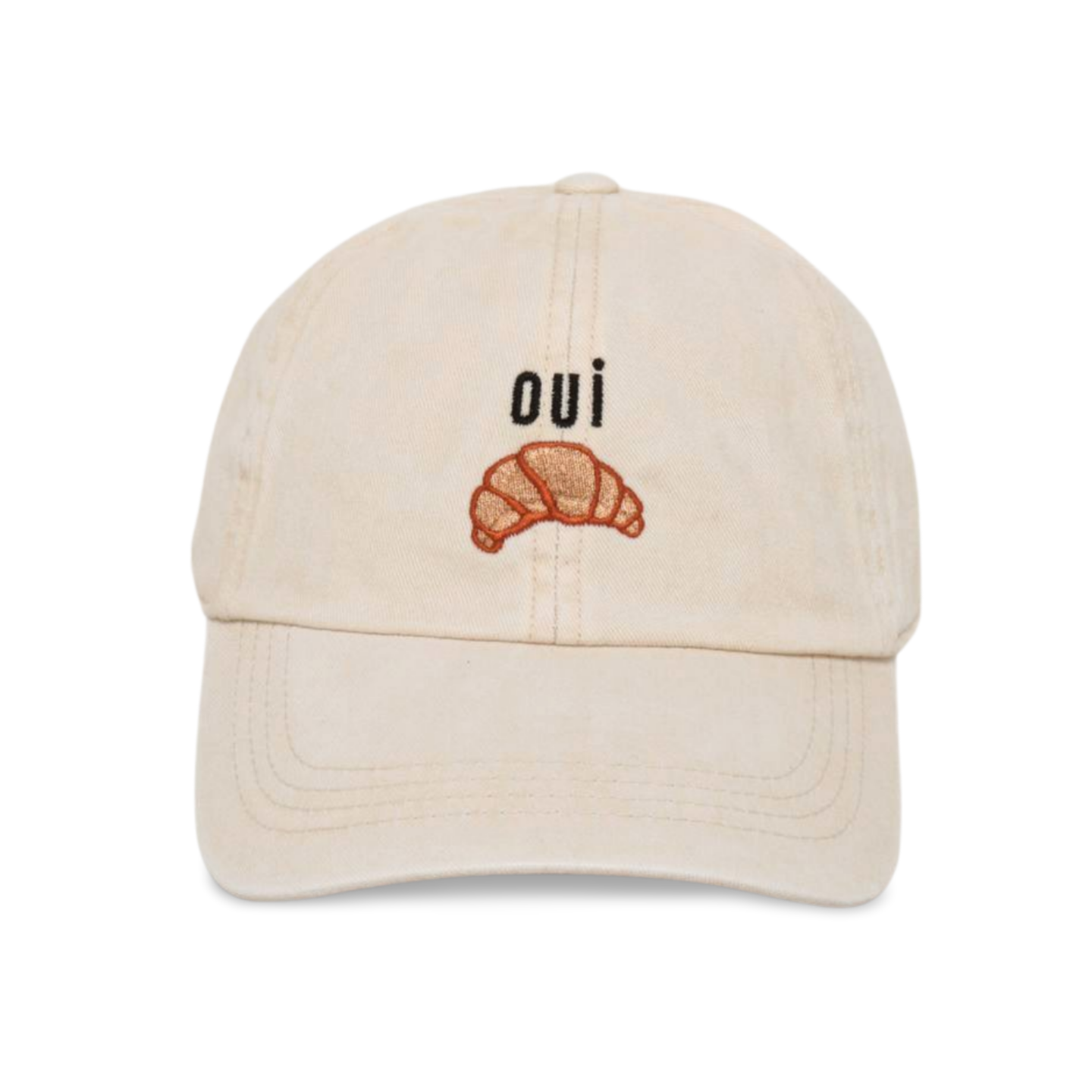 Oui Croissant Embroidered Baseball Cap