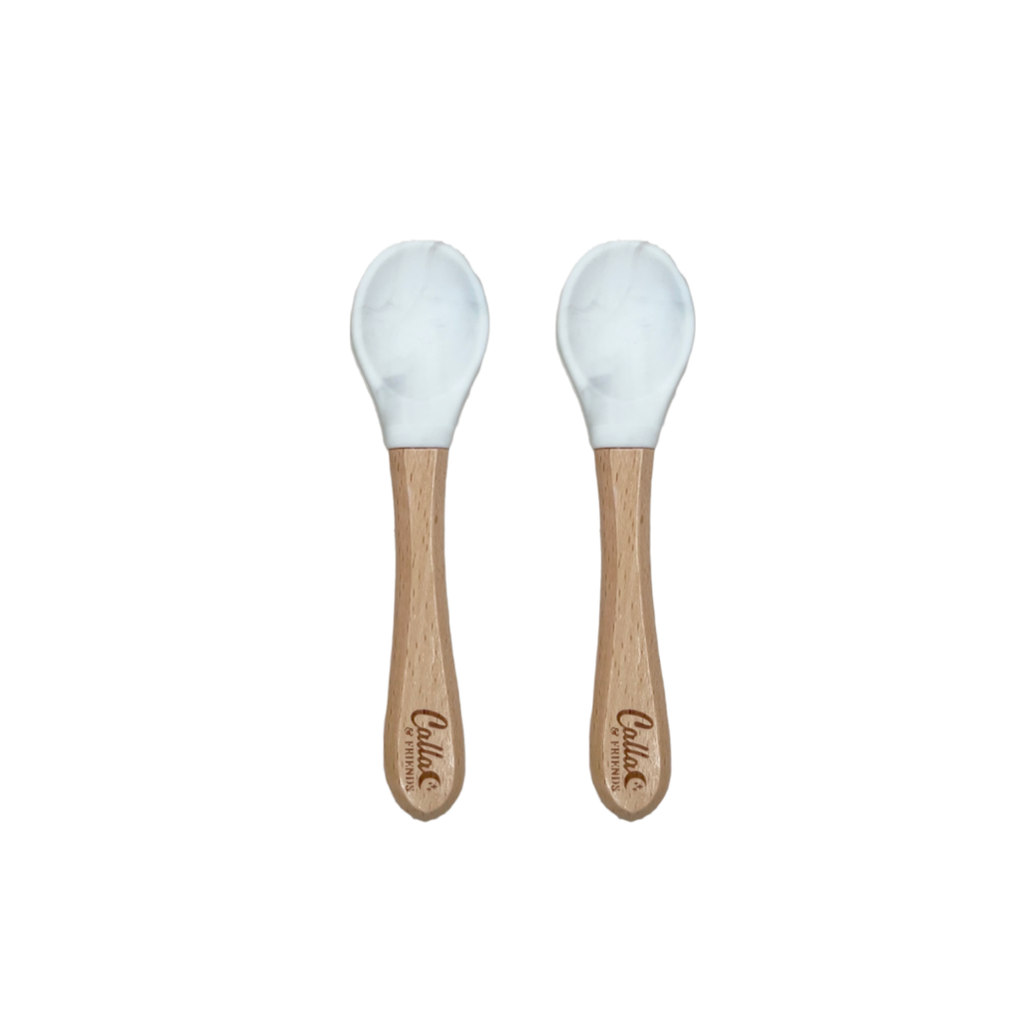 Silicone & Beechwood Toddler Spoons Set