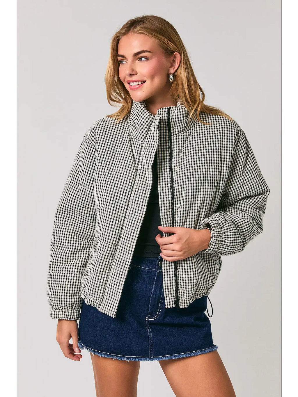 Gingham Puffer Jacket