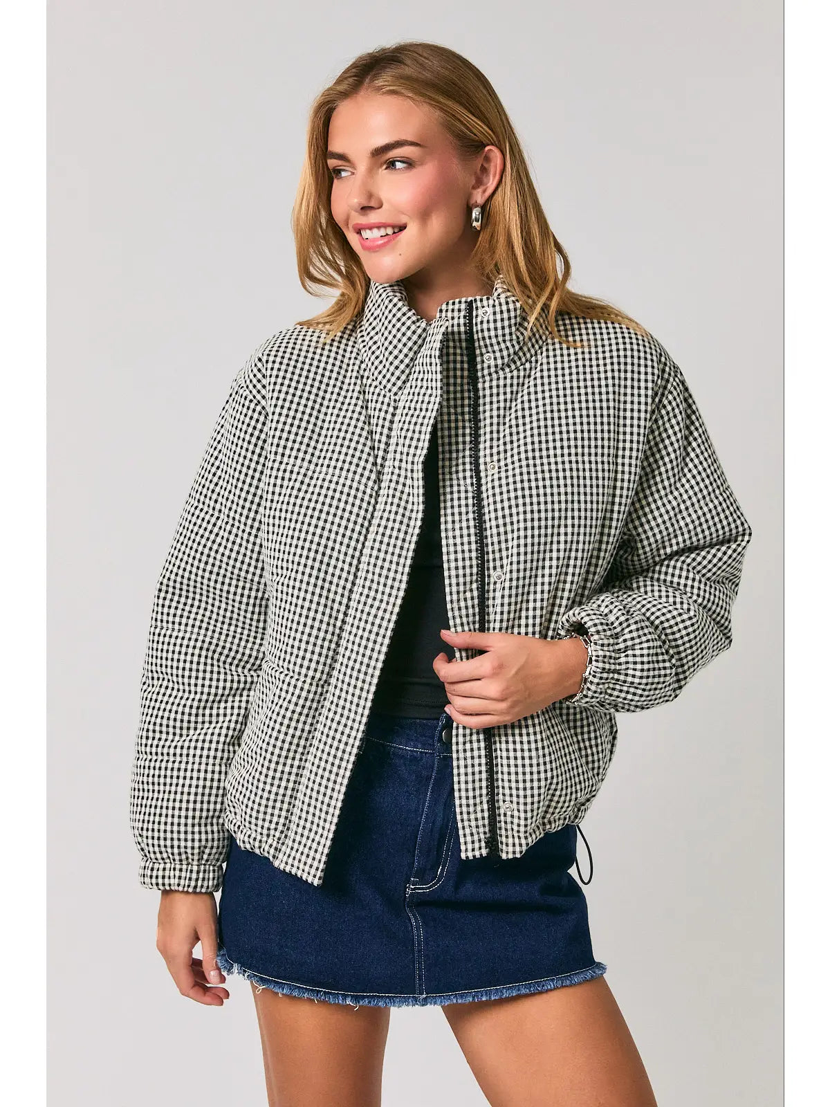 Gingham Puffer Jacket