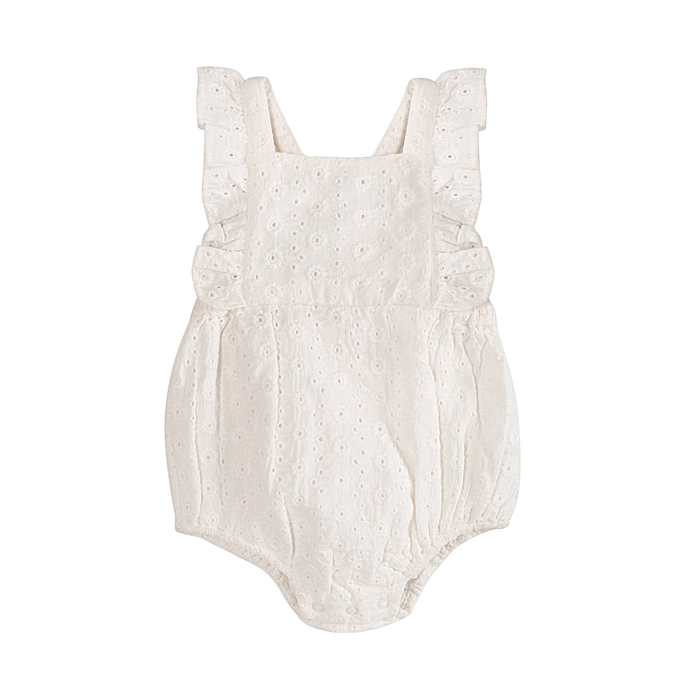 Alaina Schiffli Baby Romper + Headband Set