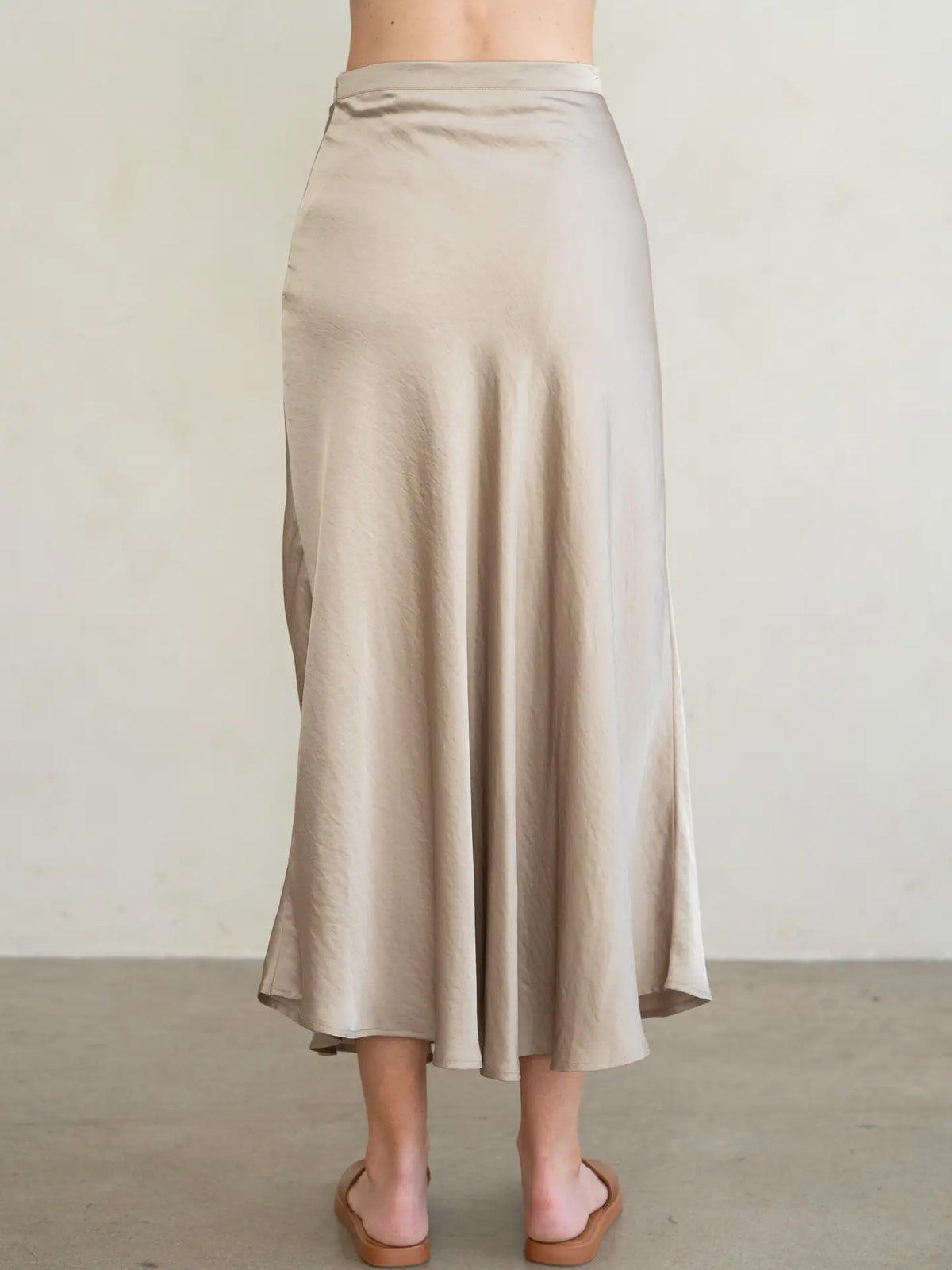 Soft Drape Satin Skirt in Latte