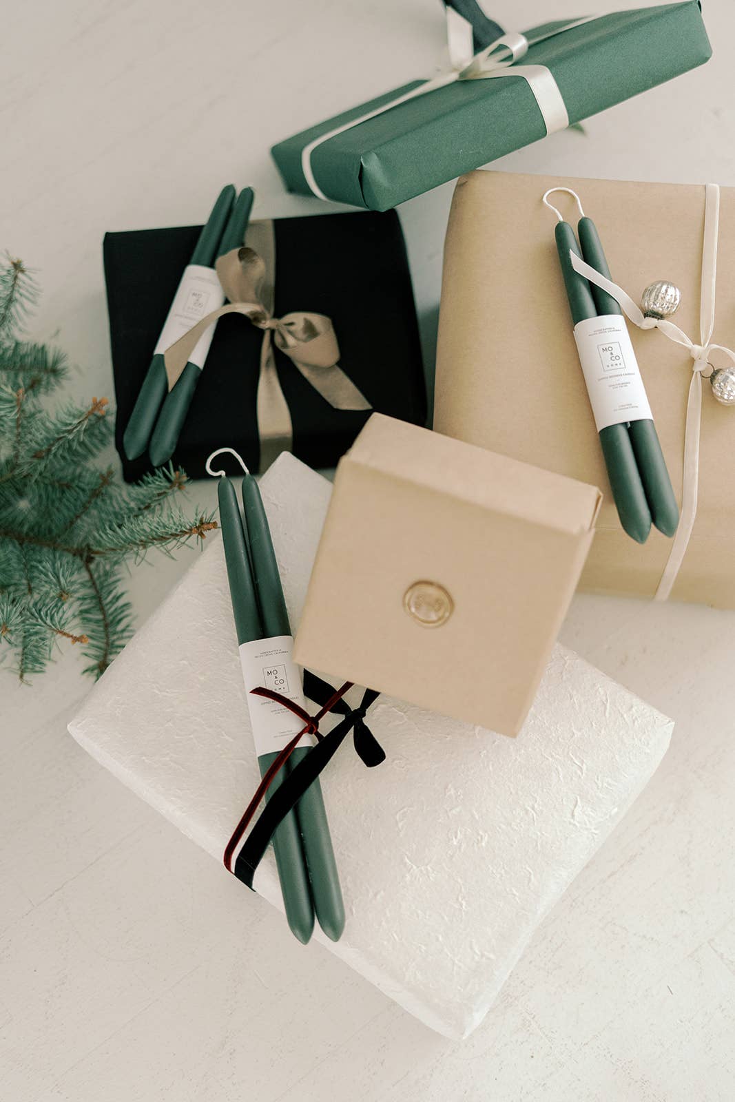 Forest Green Dipped Beeswax Taper Candles