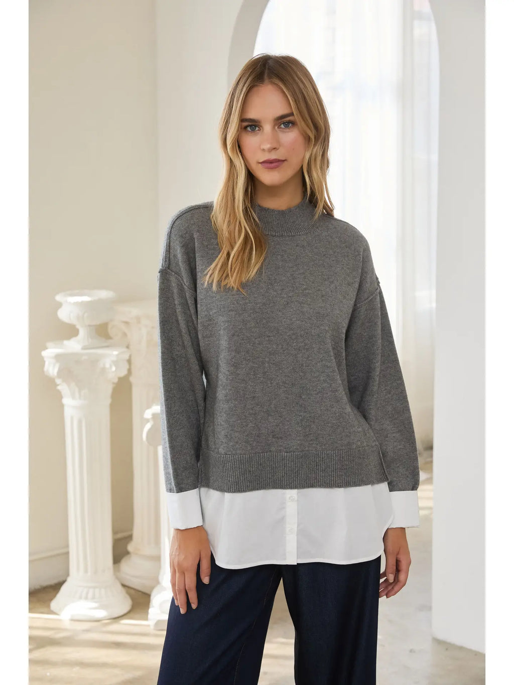 Twofer Layered Knit Sweater Top