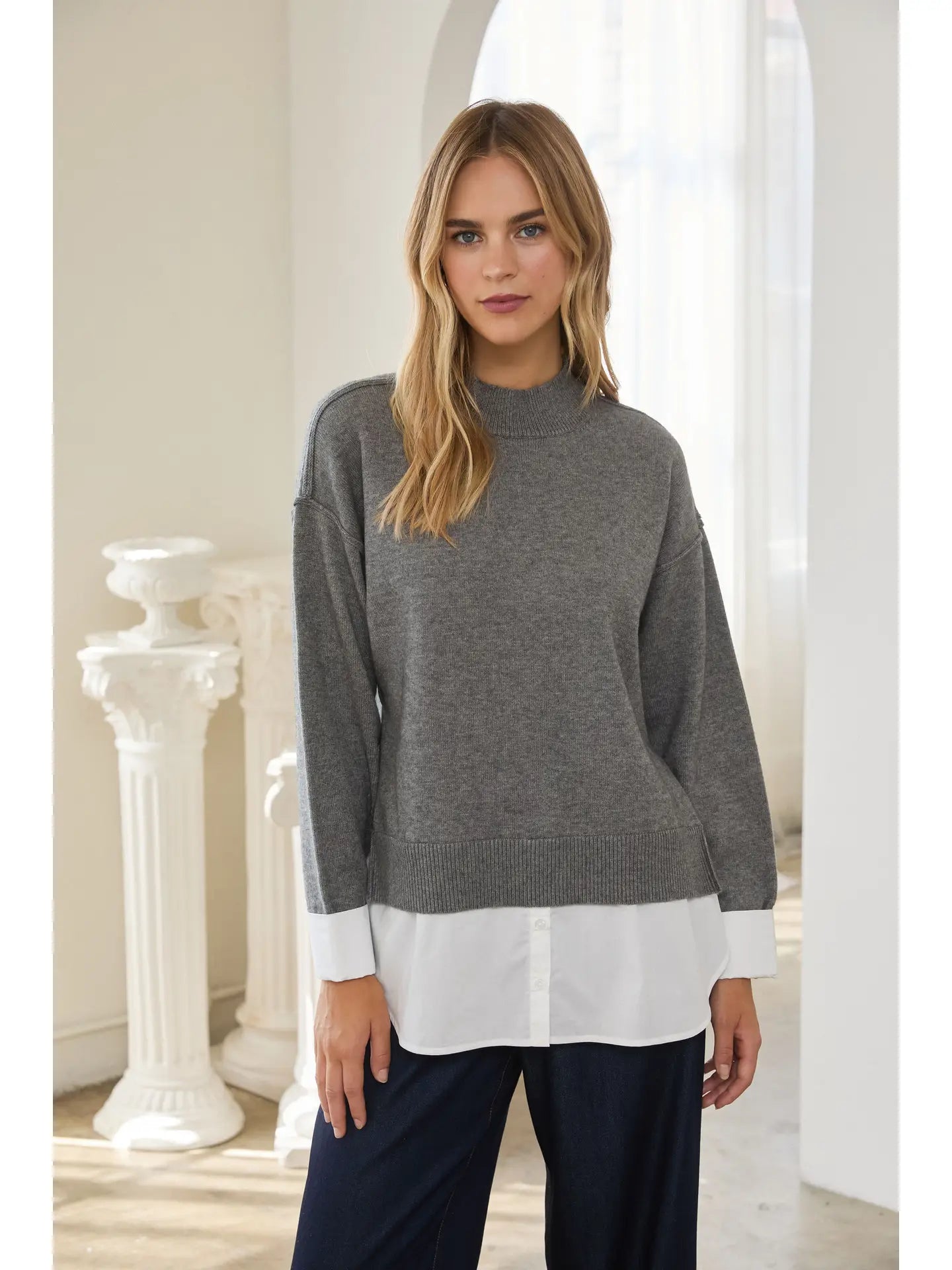 Twofer Layered Knit Sweater Top