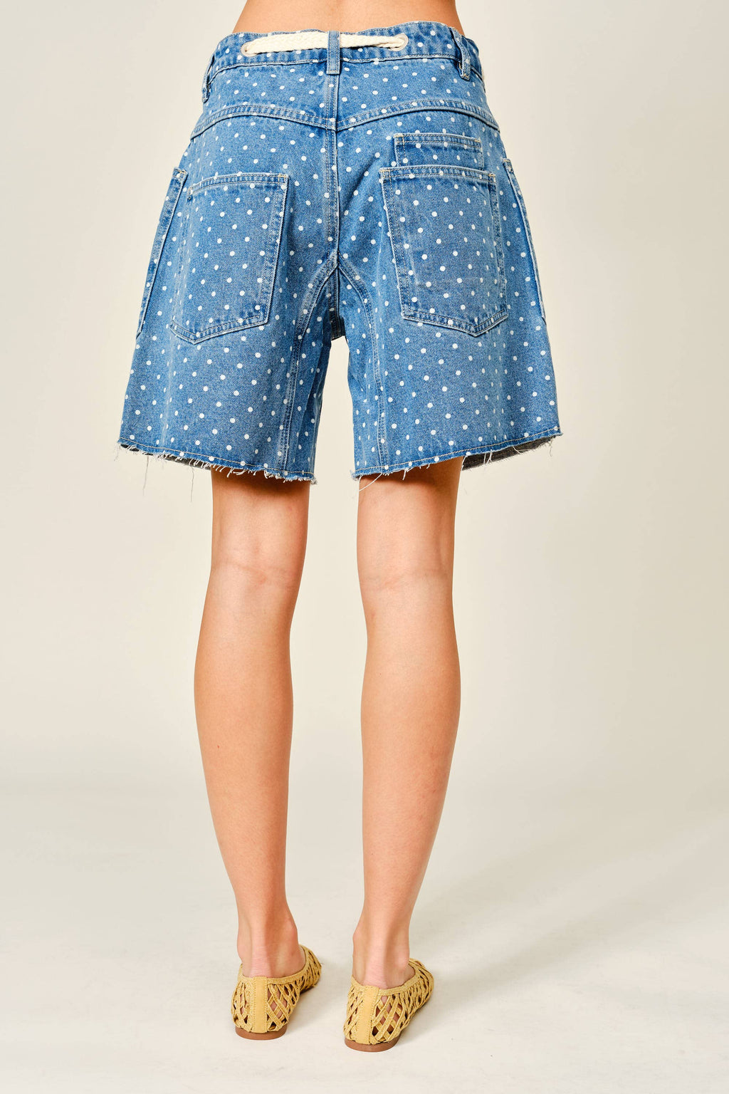 Polka Dot Barrel Denim Shorts