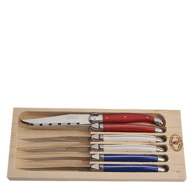 Jean Dubost 6 Steak Knives Paris Colors