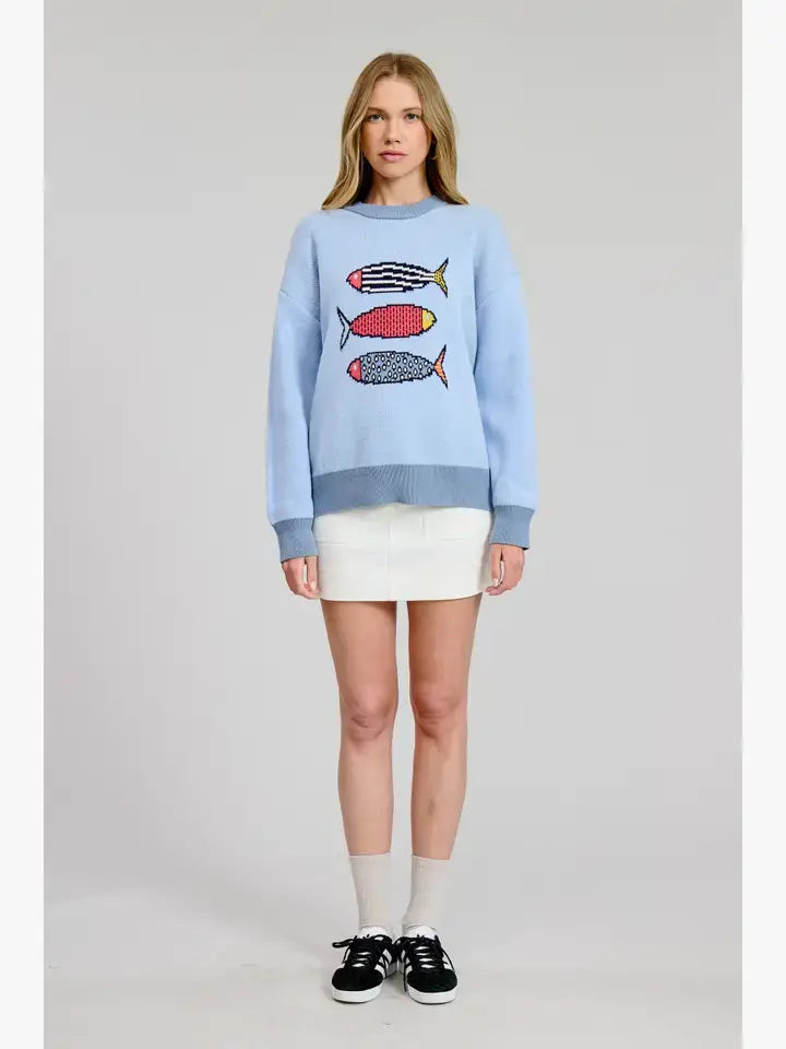 Happy Sardines Flat White Sweater Top