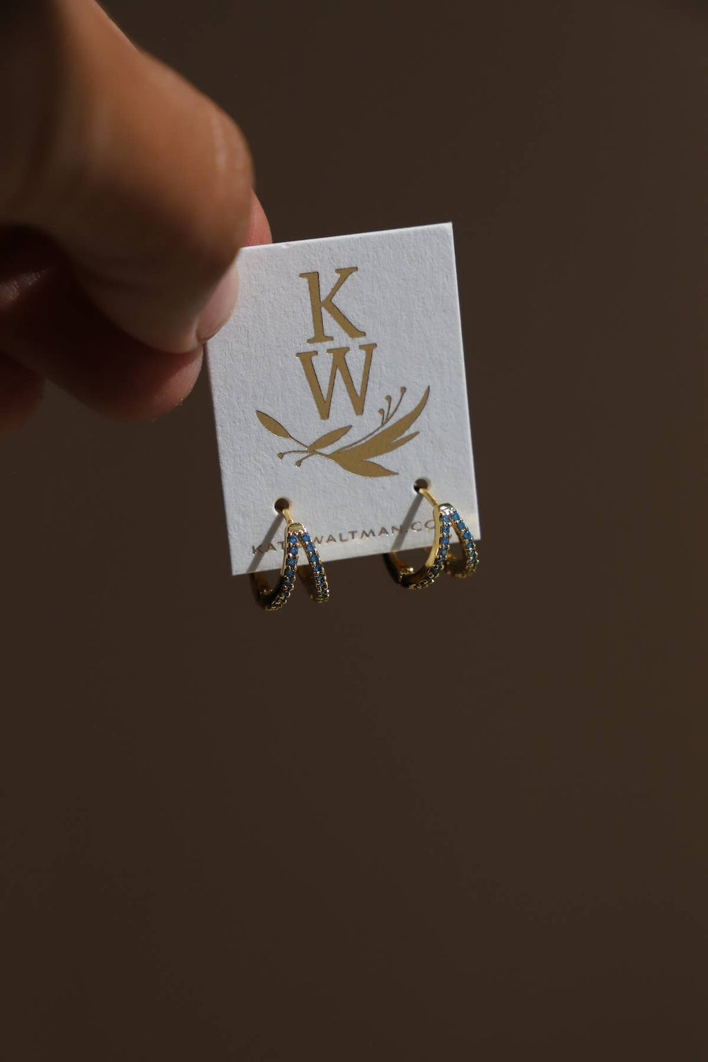 Double CZ Huggie Hoops- Blue