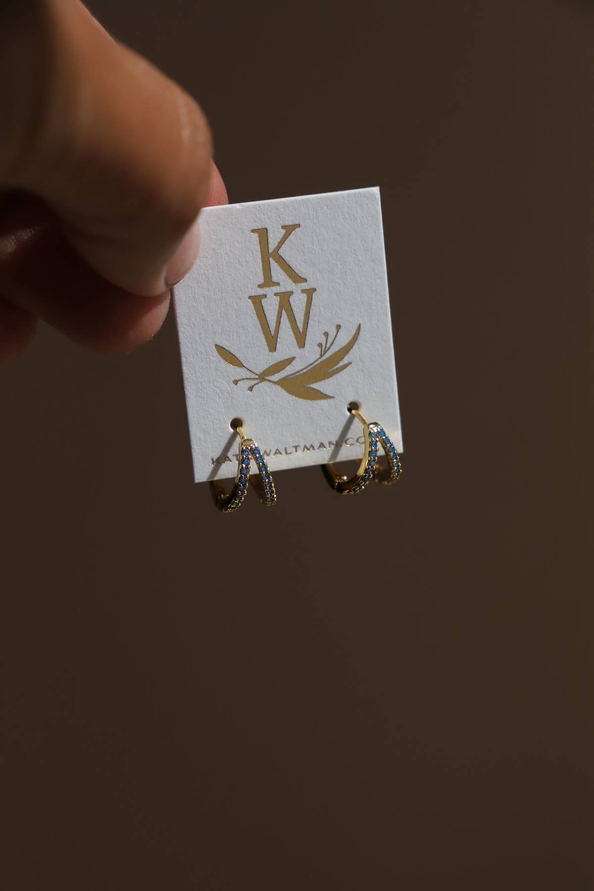 Double CZ Huggie Hoops- Blue