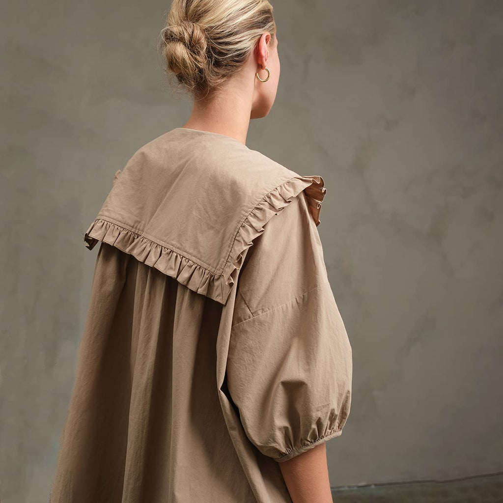 Ruffle Collar Smock Dress