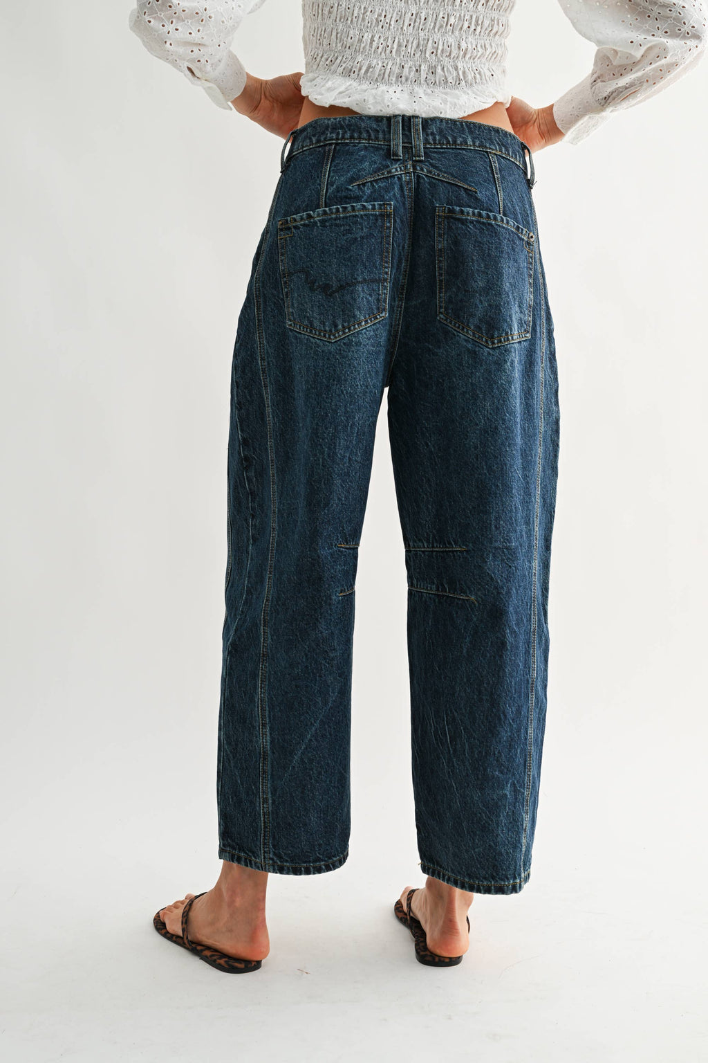 Wide-Leg Dark Wash Denim Jeans