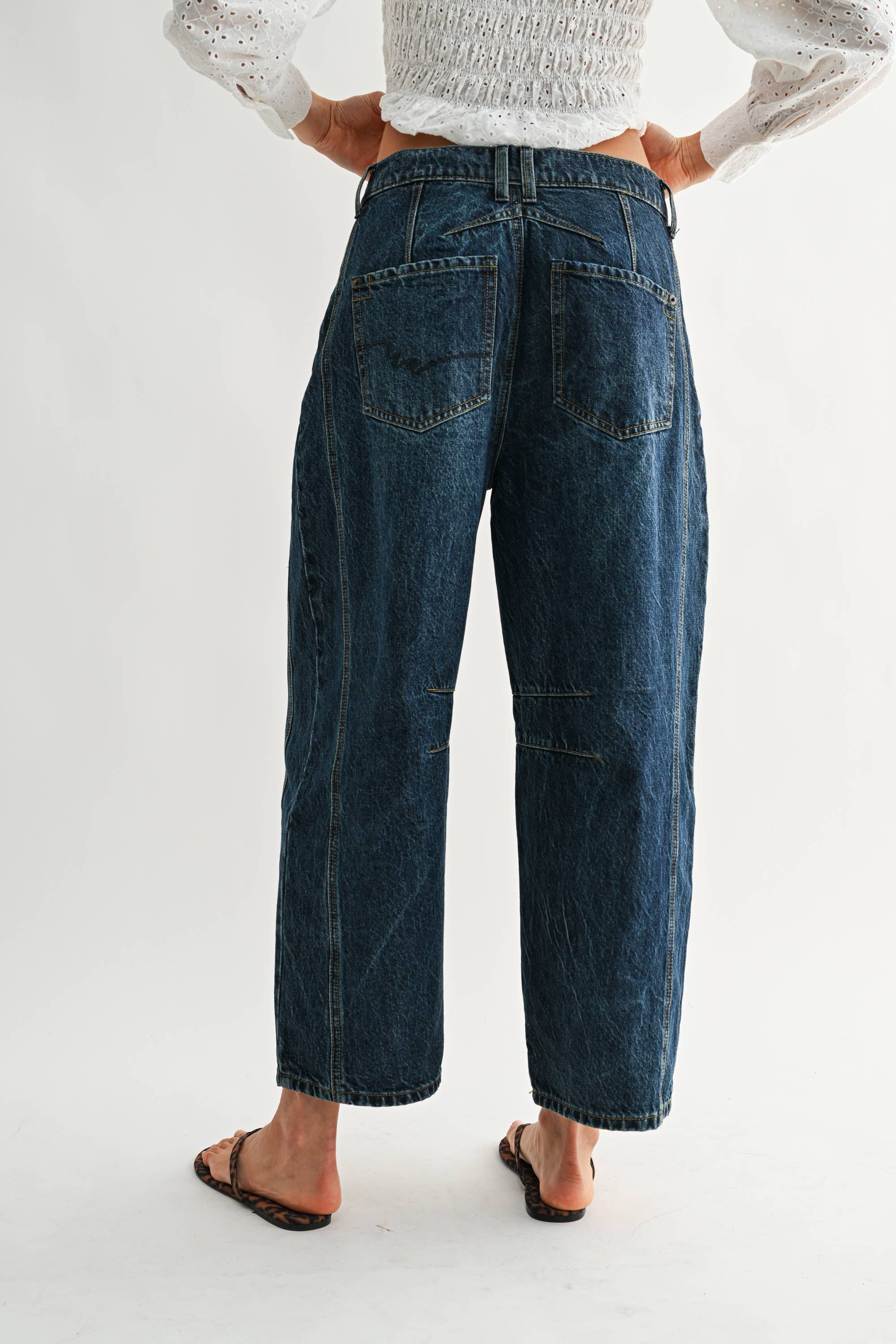 Wide-Leg Dark Wash Denim Jeans