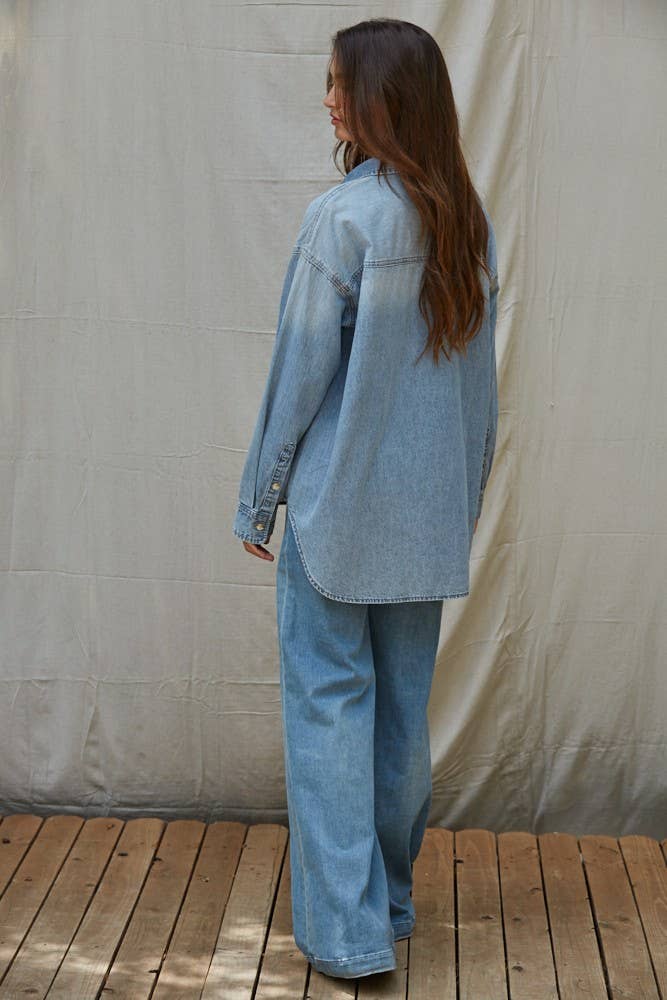 Chambray Denim Button-Down Shirt