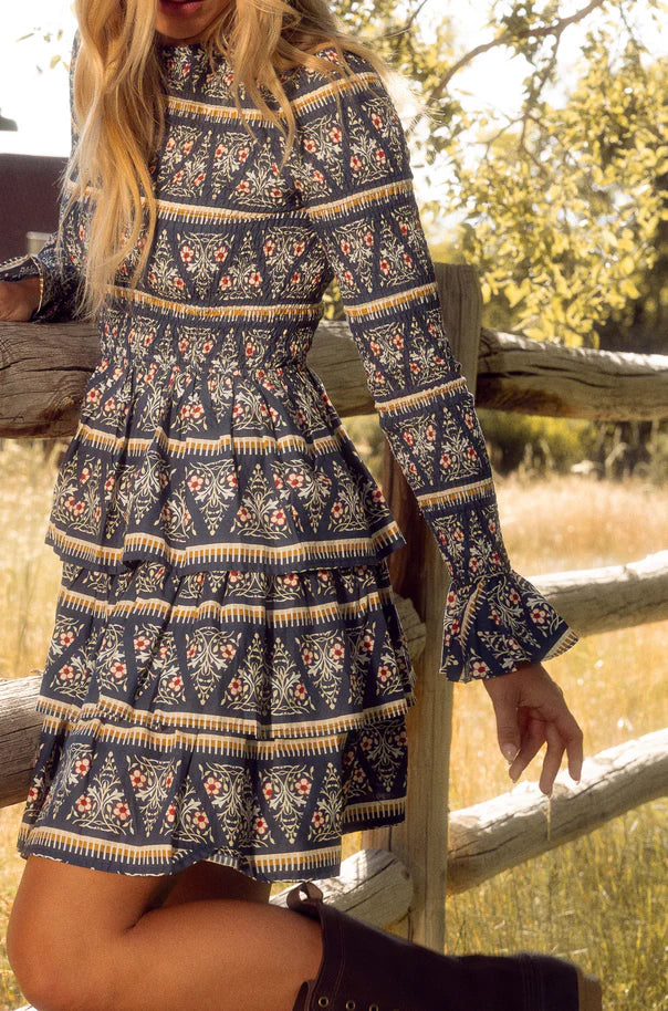 Greer Dress in Navy Fleur