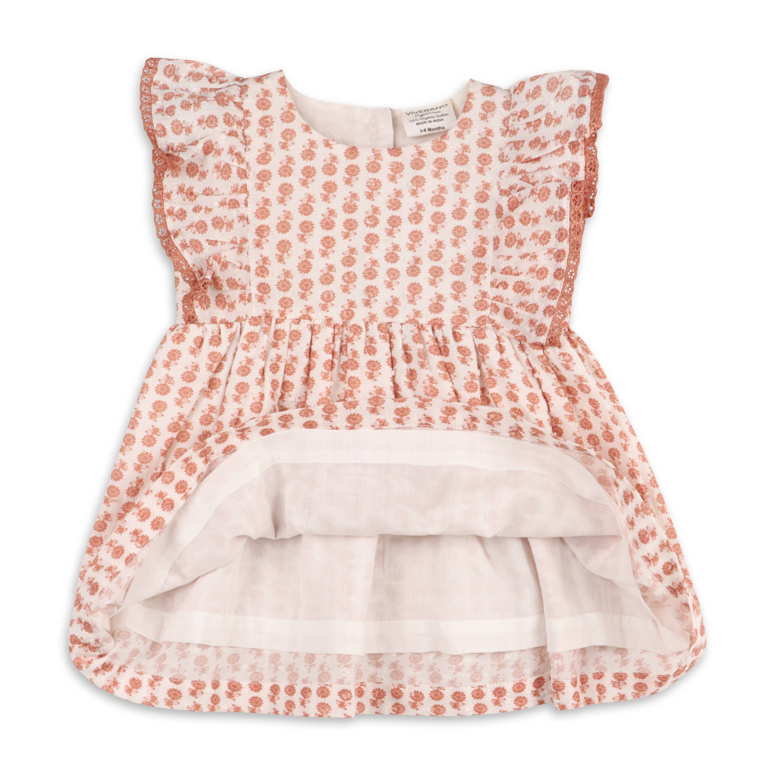 Heather Dobby Cotton Floral Baby Dress + Bloomer (Organic)