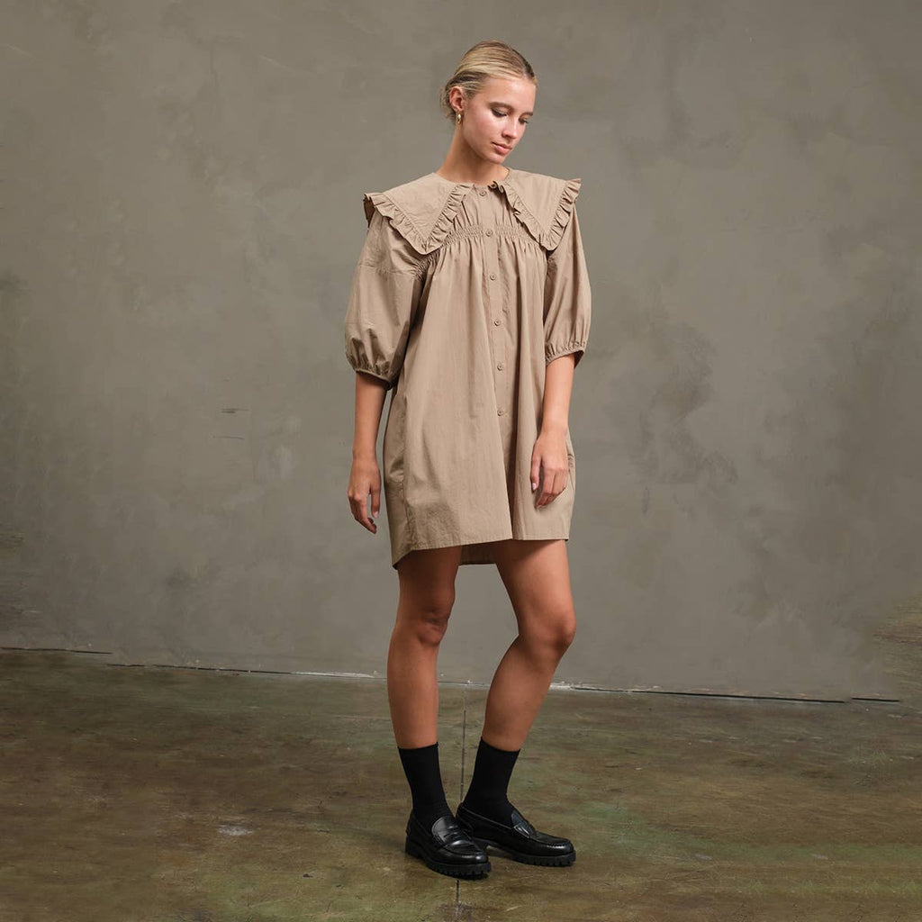 Ruffle Collar Smock Dress