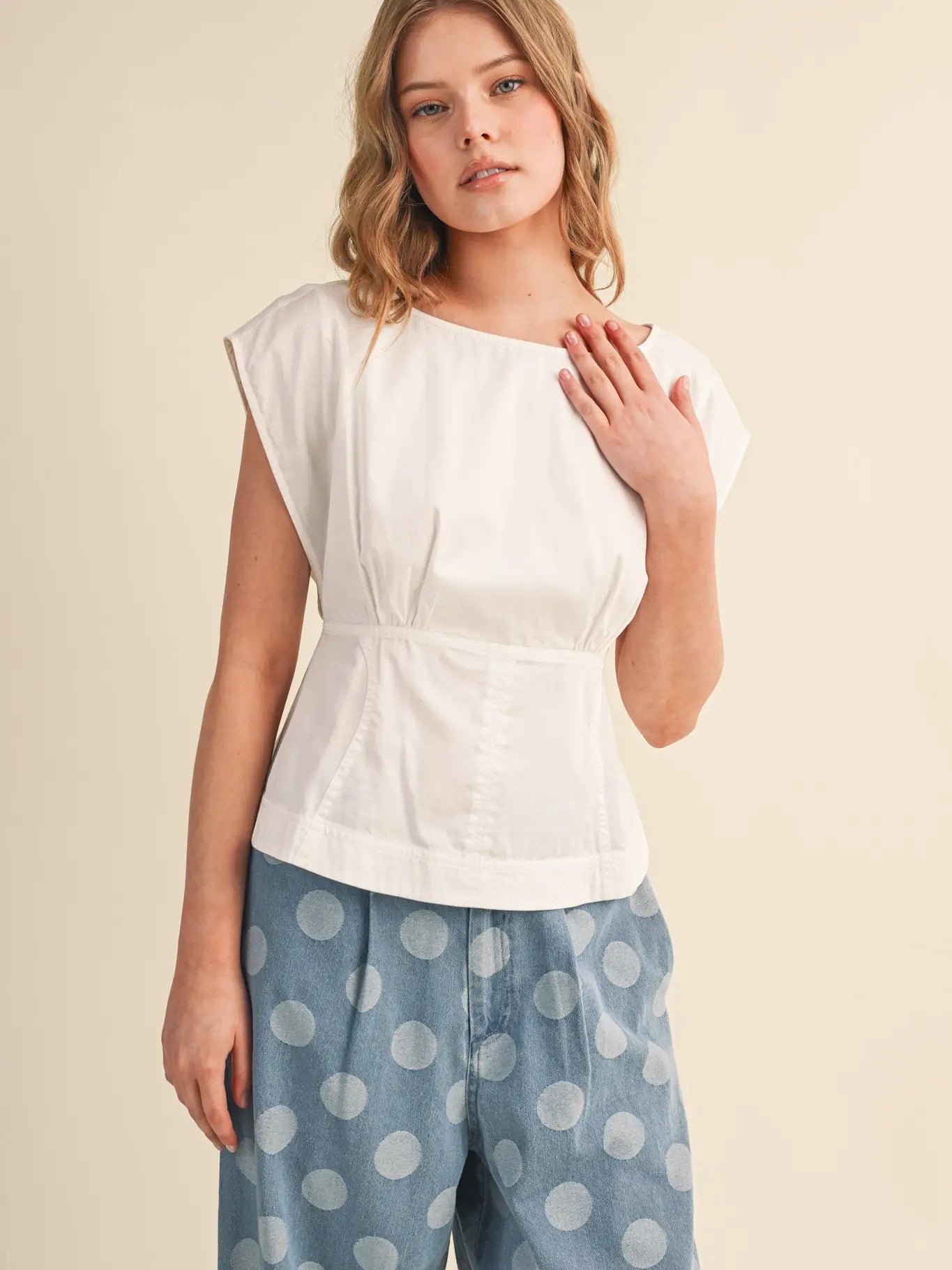 Boat Neck Peplum Top
