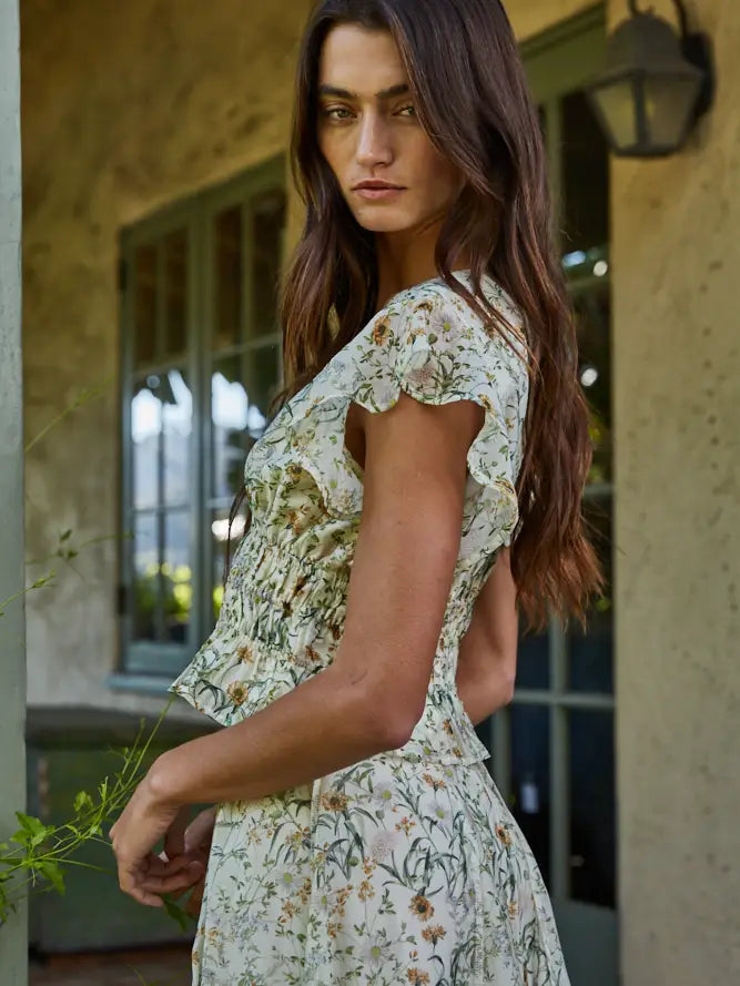 Floral Print Ruffle Top