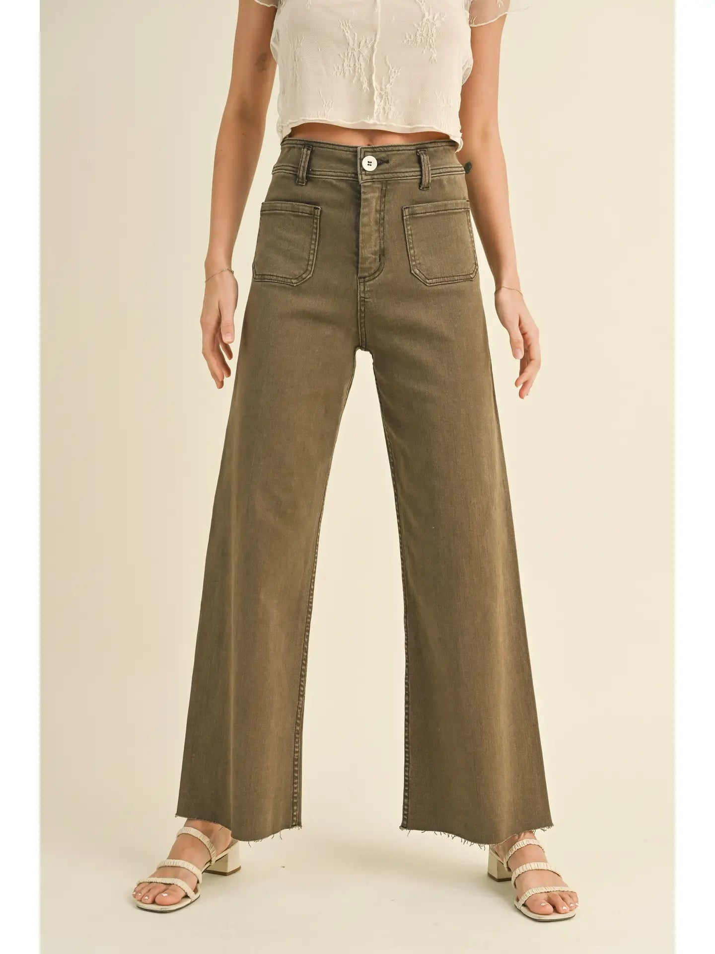 Straight Wide Leg Pants with Front Pocket