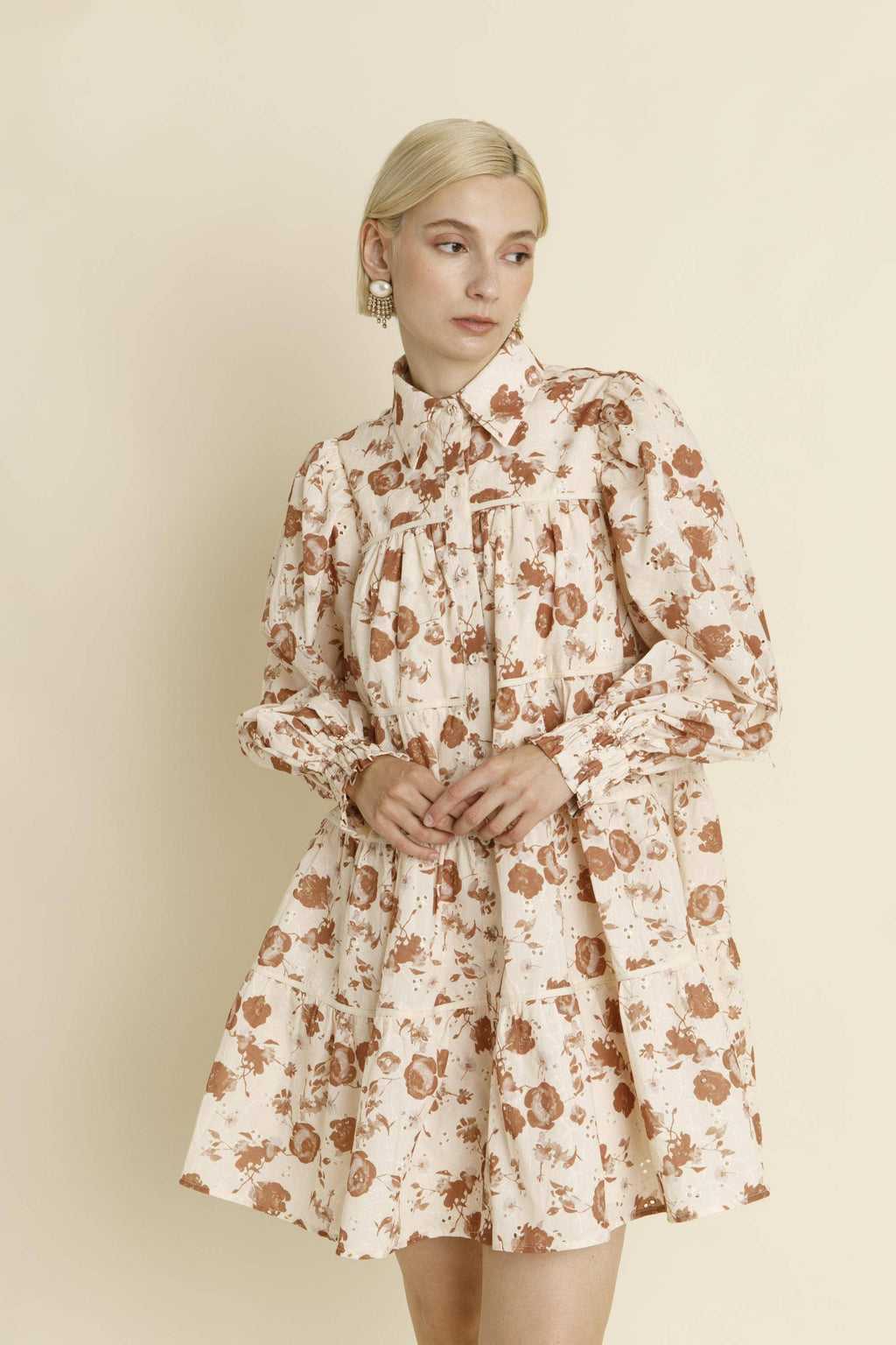 Embroidered Tiered Mini Dress