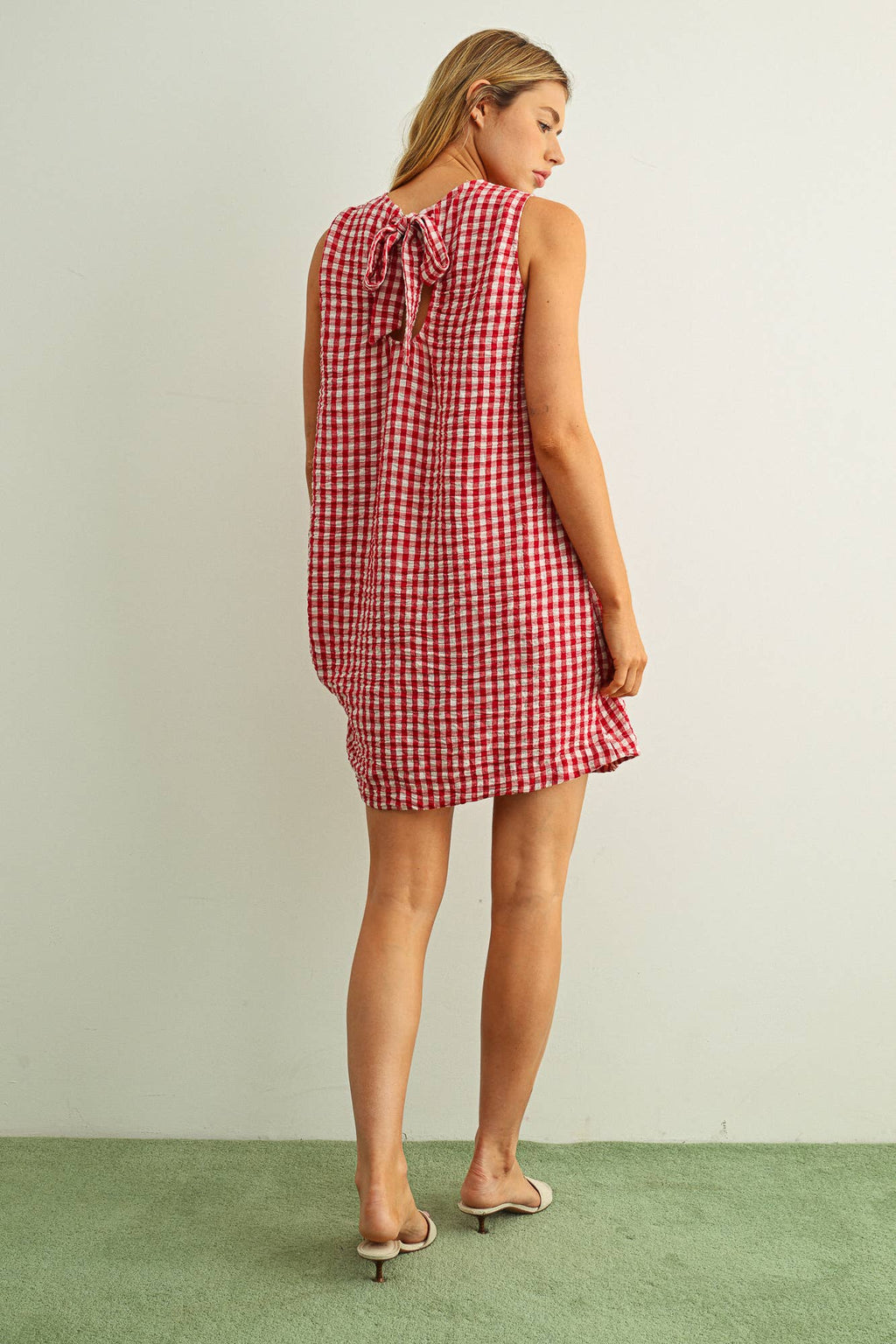 Gingham Open Back Dress