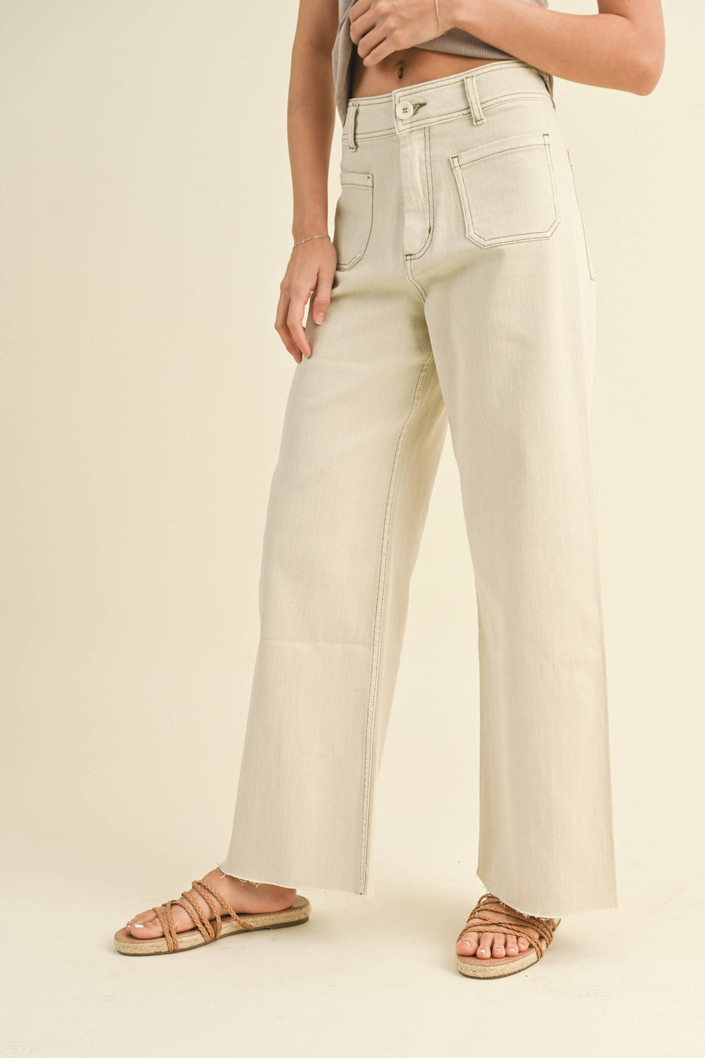 Straight Wide Leg Pants with Front Pocket