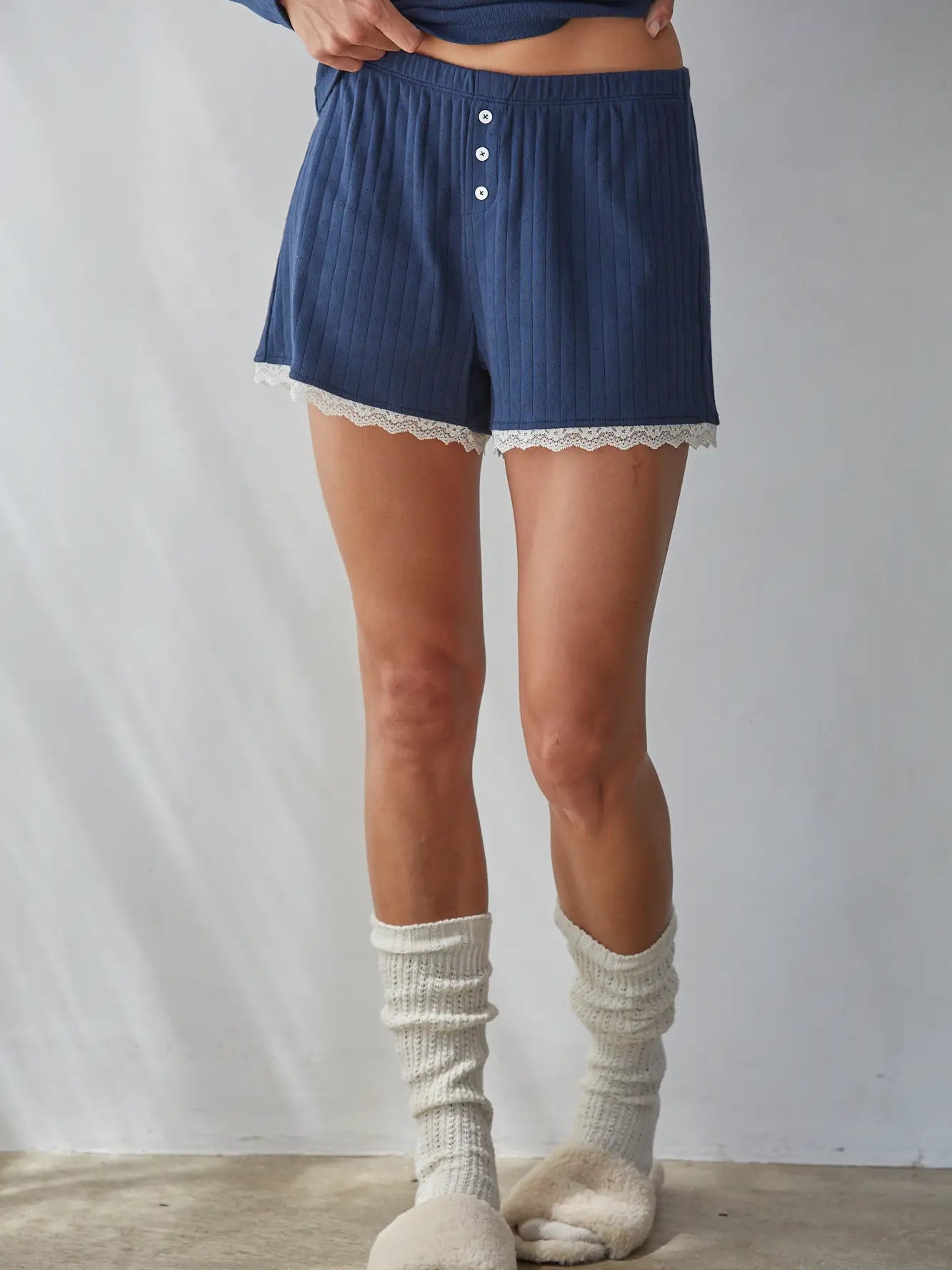 Pointelle Wide Leg Shorts