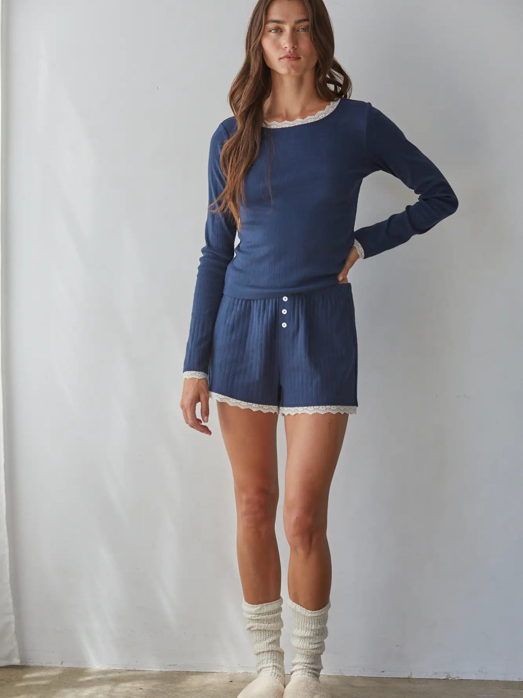Pointelle Wide Leg Shorts