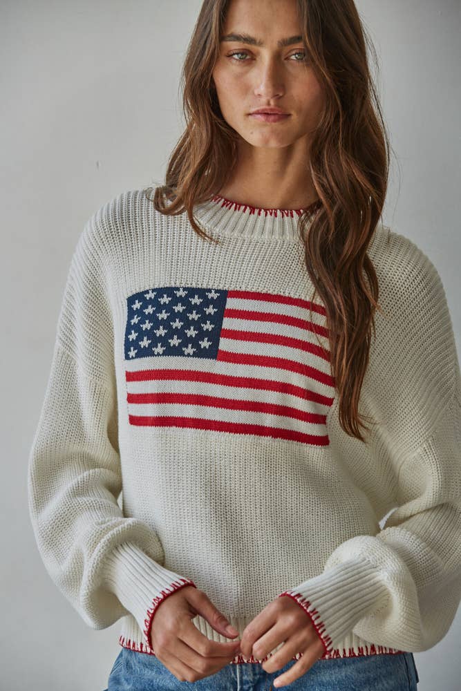 American Flag Pullover Sweater